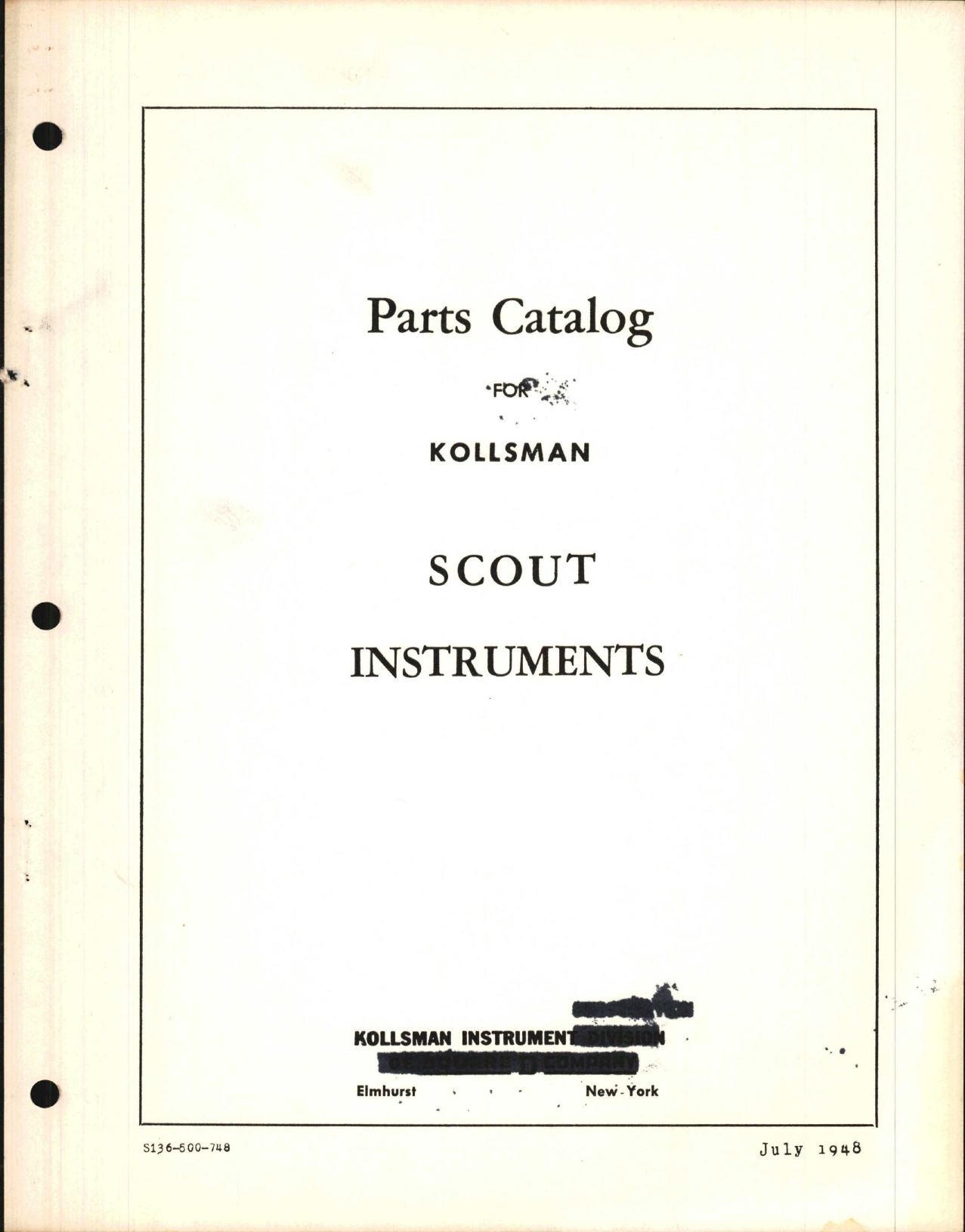 Sample page 1 from AirCorps Library document: Parts Catalog for Kollsman Scout Instruments