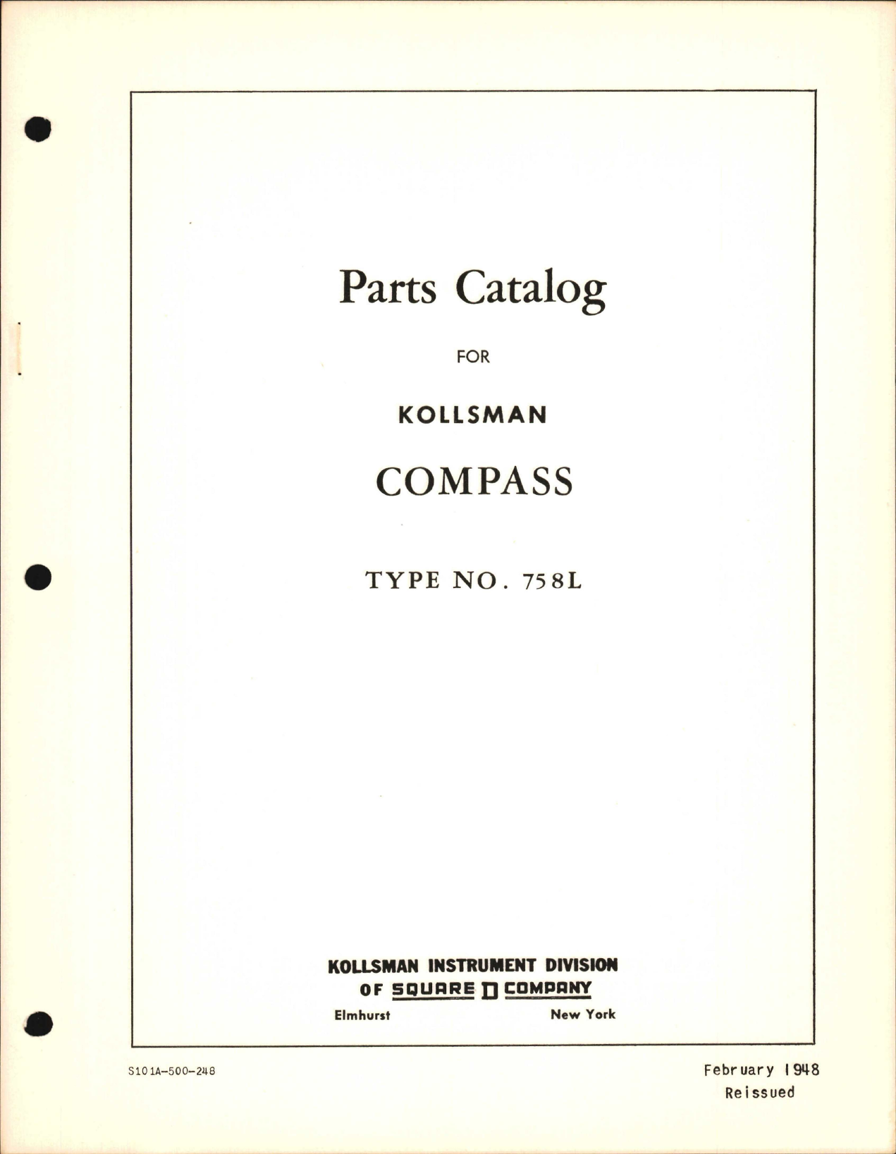 Sample page 1 from AirCorps Library document: Parts Catalog for Kollsman Compass Type 758L