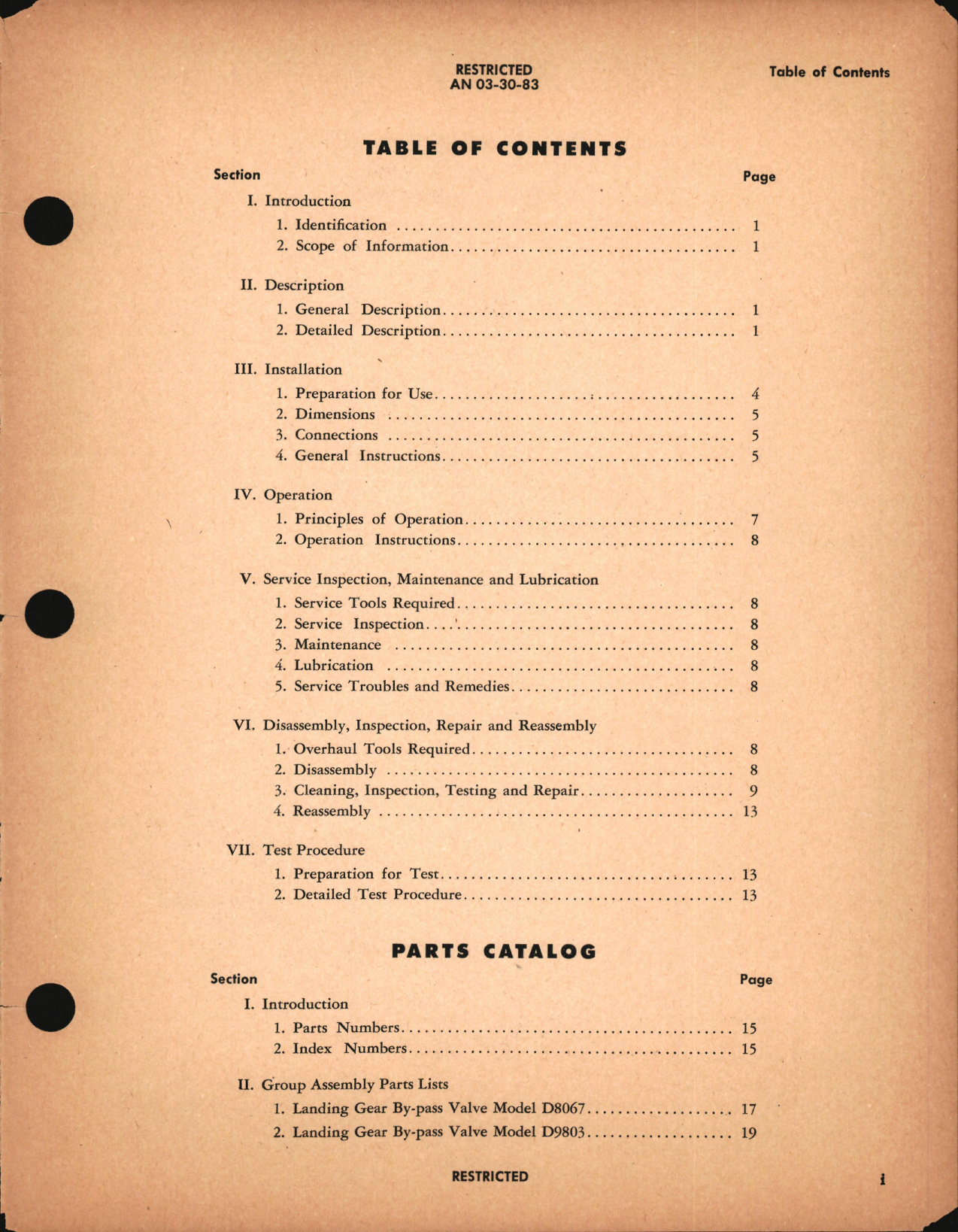 Sample page 5 from AirCorps Library document: Instructions with Parts Catalog for Adel Hydraulic Landing Gear By-Pass Valves