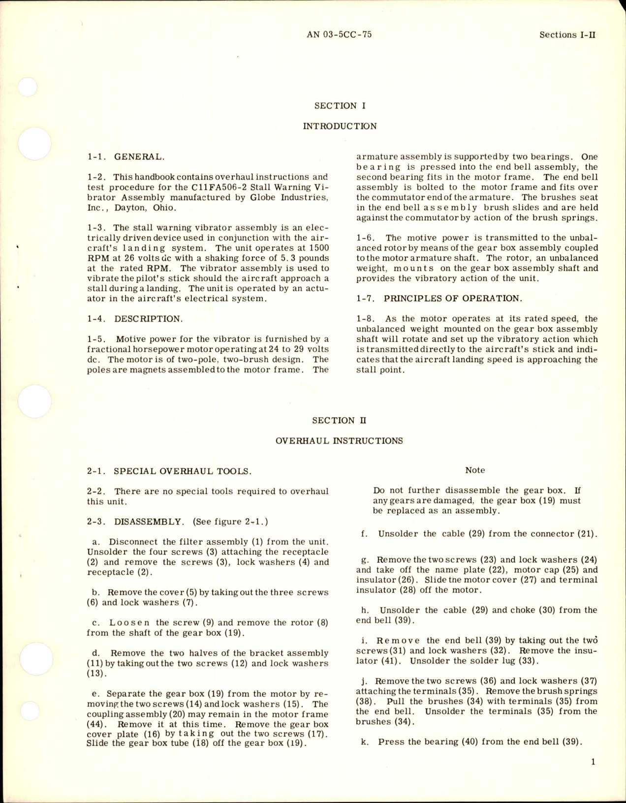 Sample page 5 from AirCorps Library document: Overhaul Instructions for Stall Warning Vibrator Assembly - Model C11FA506-2 