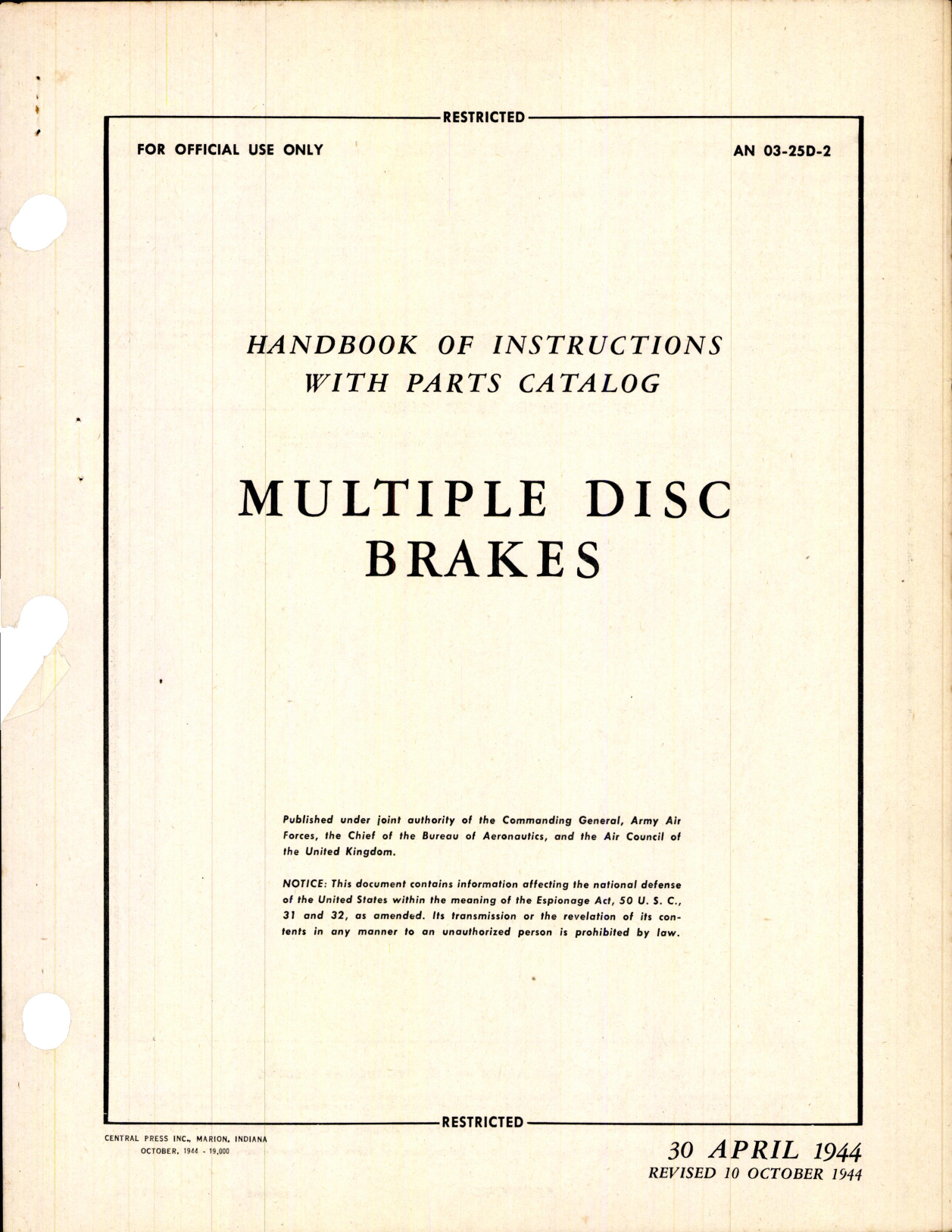 Sample page 3 from AirCorps Library document: Instructions with Parts Catalog for Multiple Disk Brakes