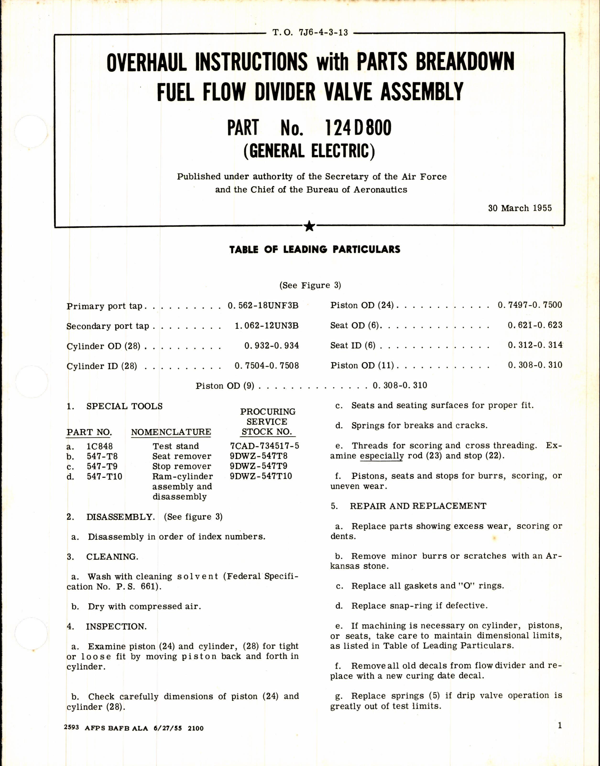 Sample page 1 from AirCorps Library document: Fuel Flow Divider Valve Assembly