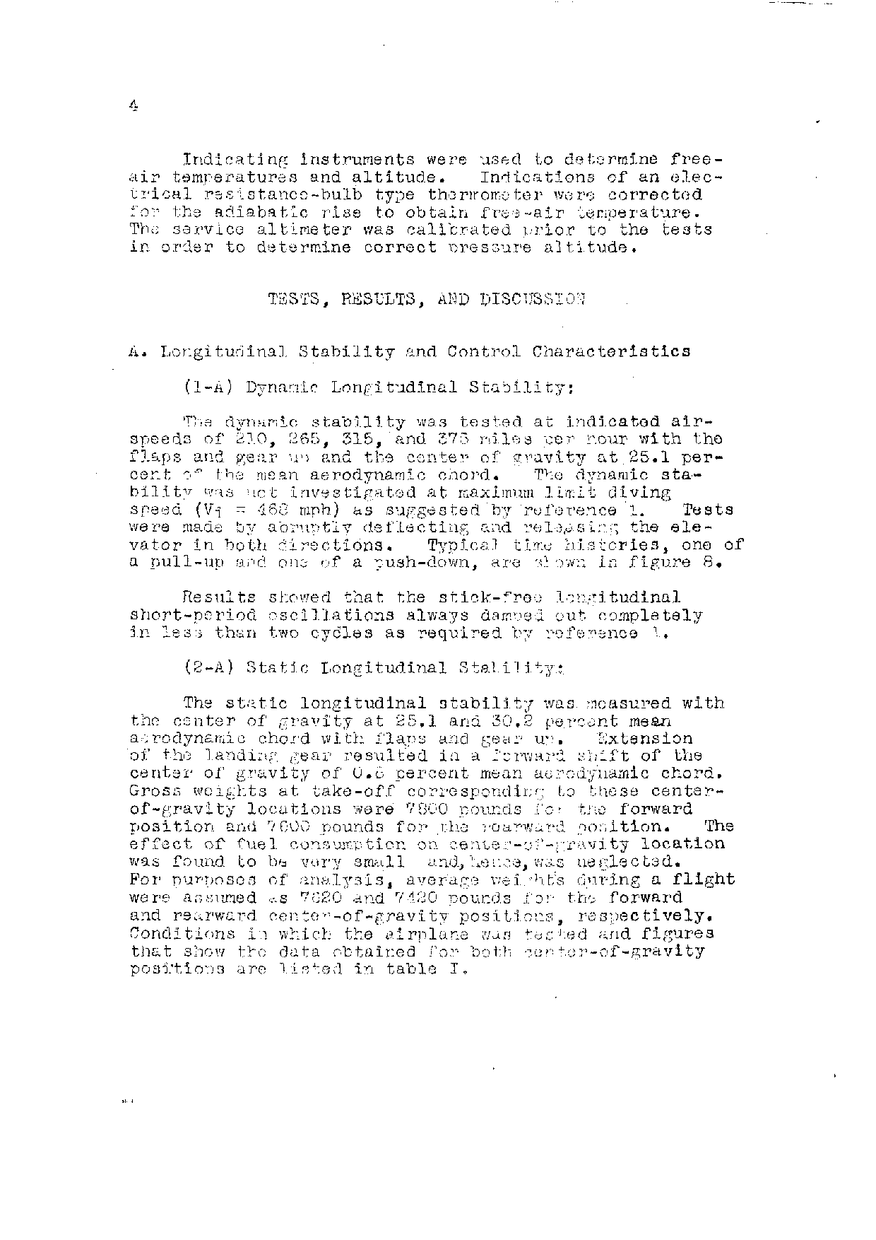 Sample page 4 from AirCorps Library document: Memorandum Report on the Flying Qualities of the Bell P-39D-1
