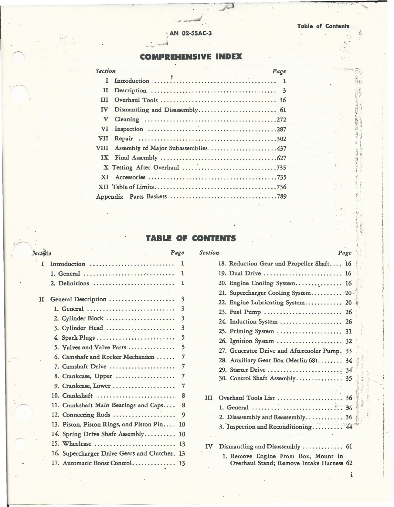 Sample page 3 from AirCorps Library document: Overhaul Instructions for Models V-1650-3, -7, and Merlin 69 & 69 Engines