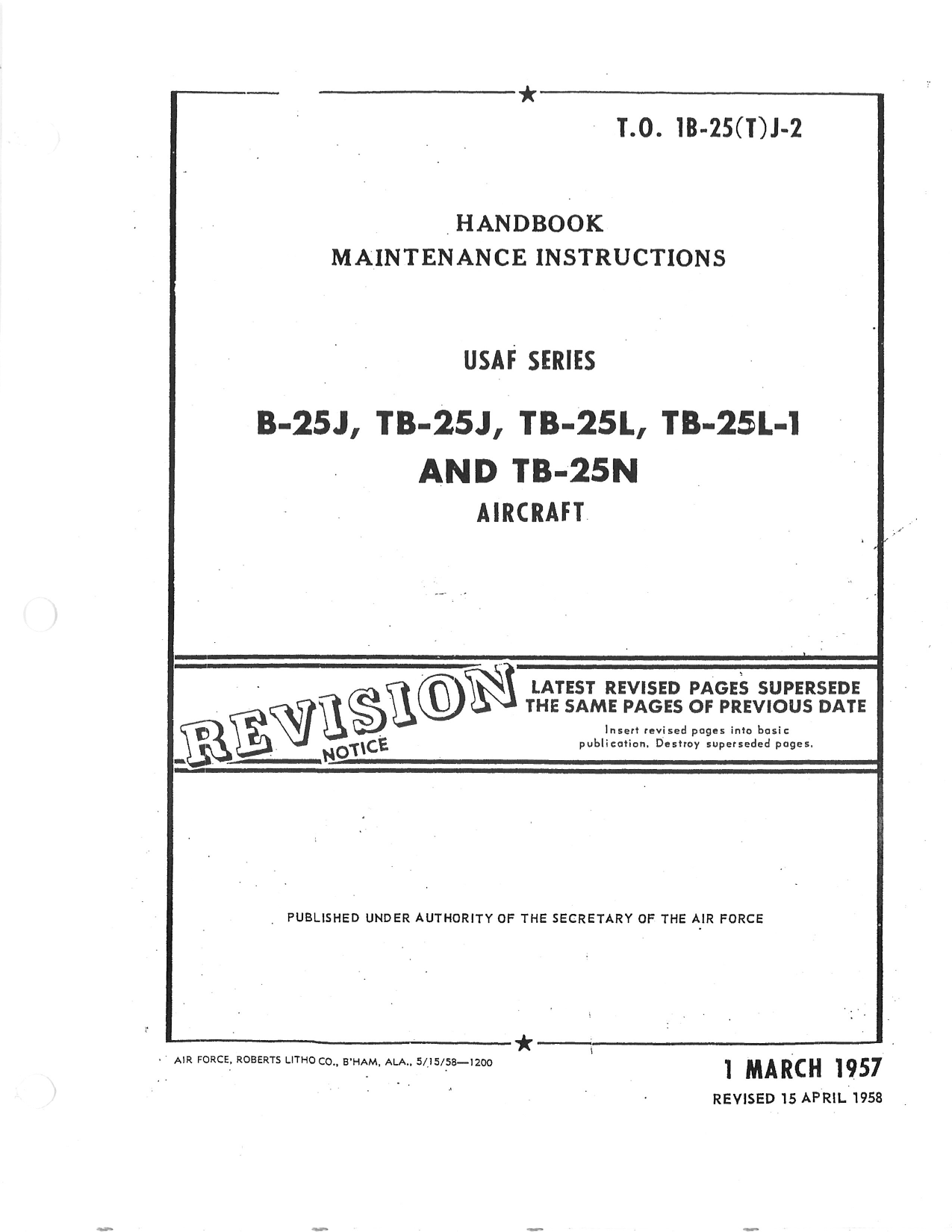 Sample page 1 from AirCorps Library document: B-25 Maintenance Instructions