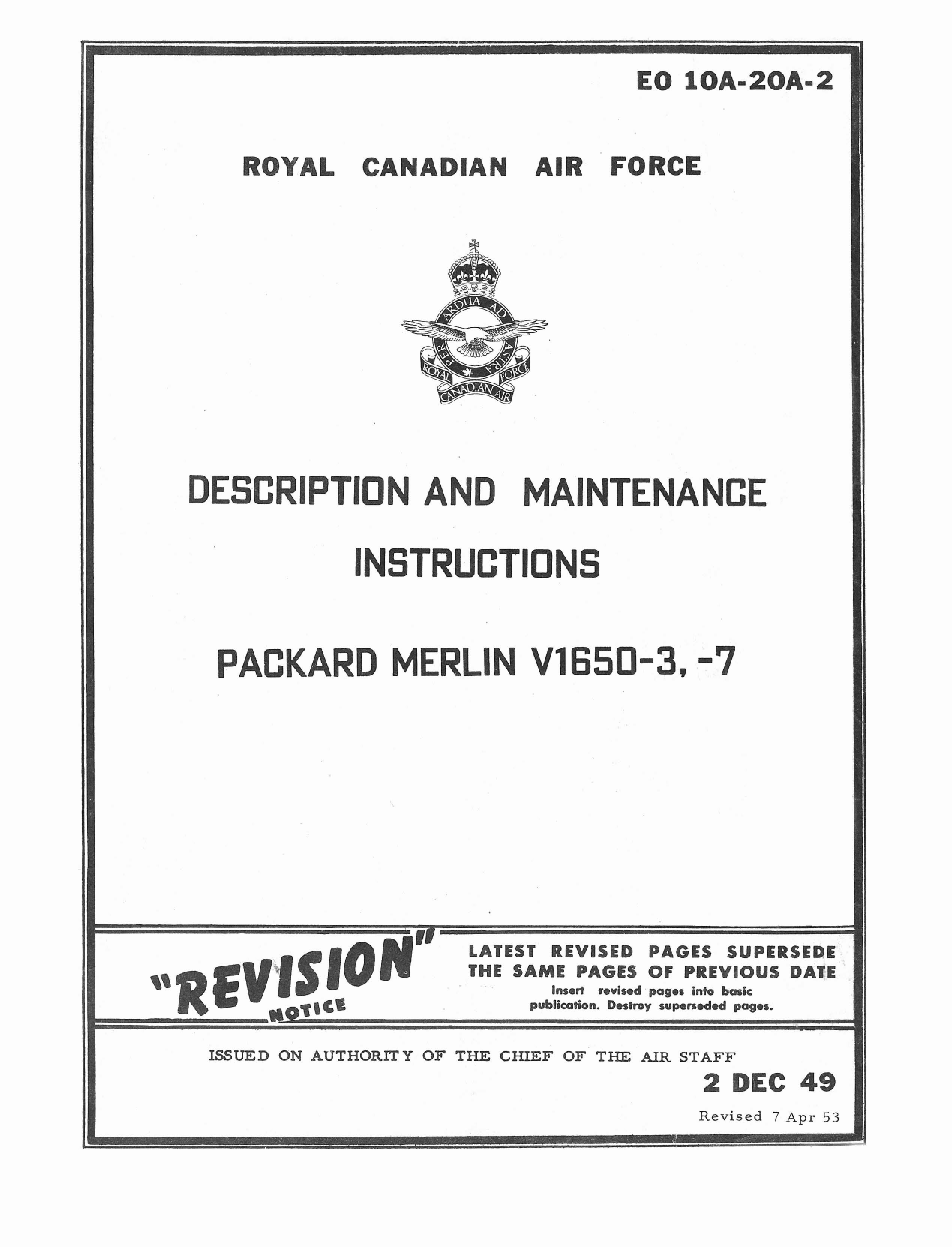 Sample page 1 from AirCorps Library document: Description & Maintenance Instructions - V-1650