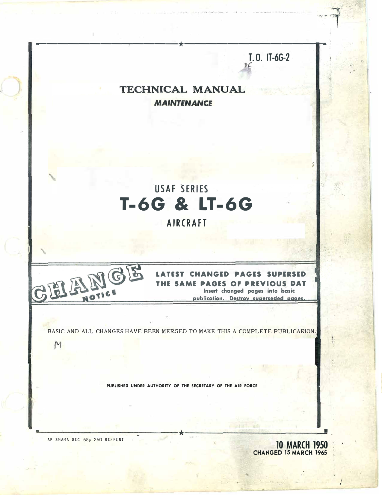 Sample page 1 from AirCorps Library document: Maintenance Manual - T-6G & LT-6G