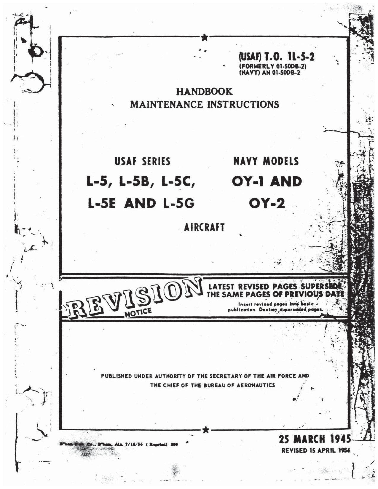 Sample page 1 from AirCorps Library document: Maintenance Instructions - L-5 & OY-1, OY-2