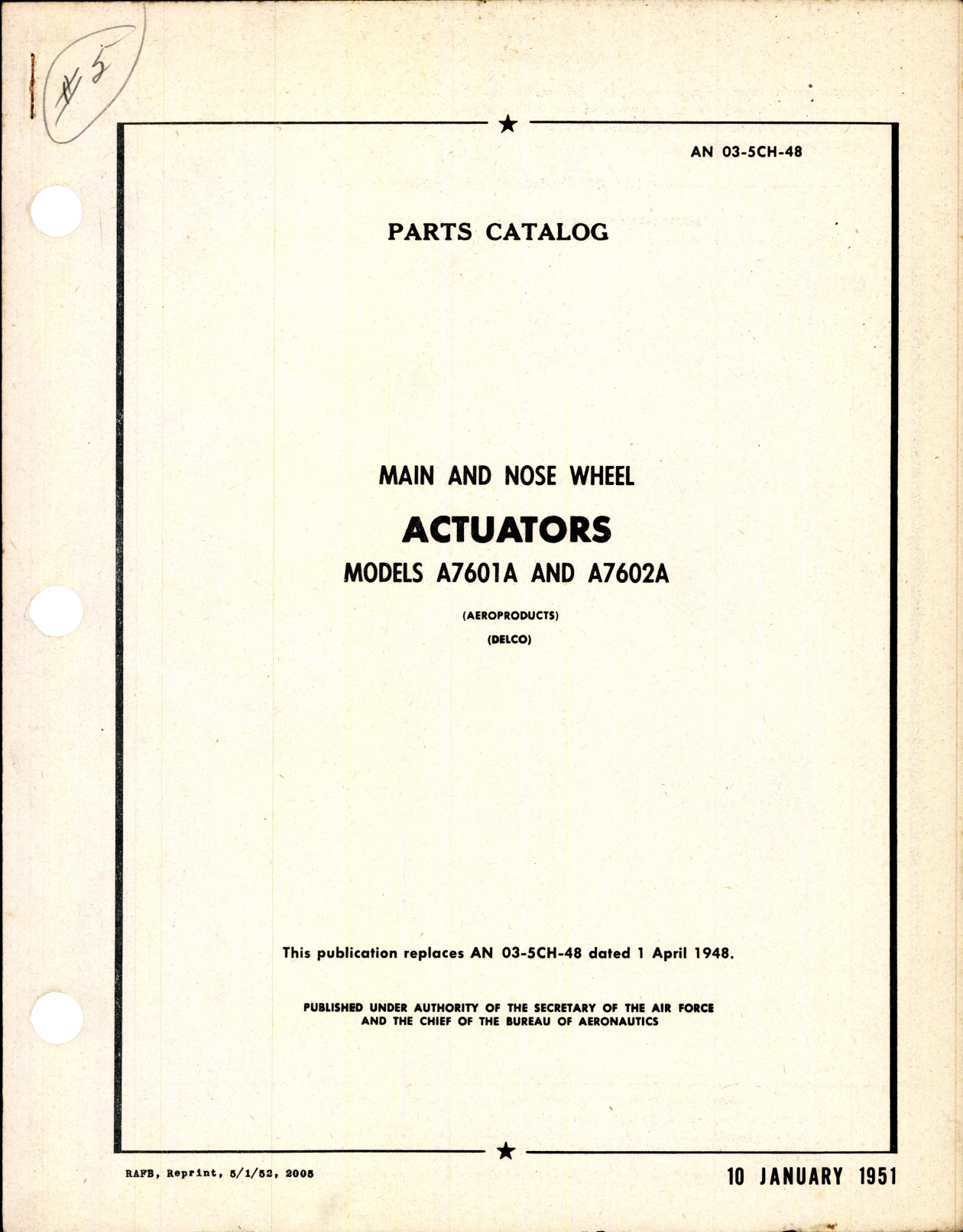 Sample page 1 from AirCorps Library document: Parts Catalog for Main and Nose Wheel Actuators