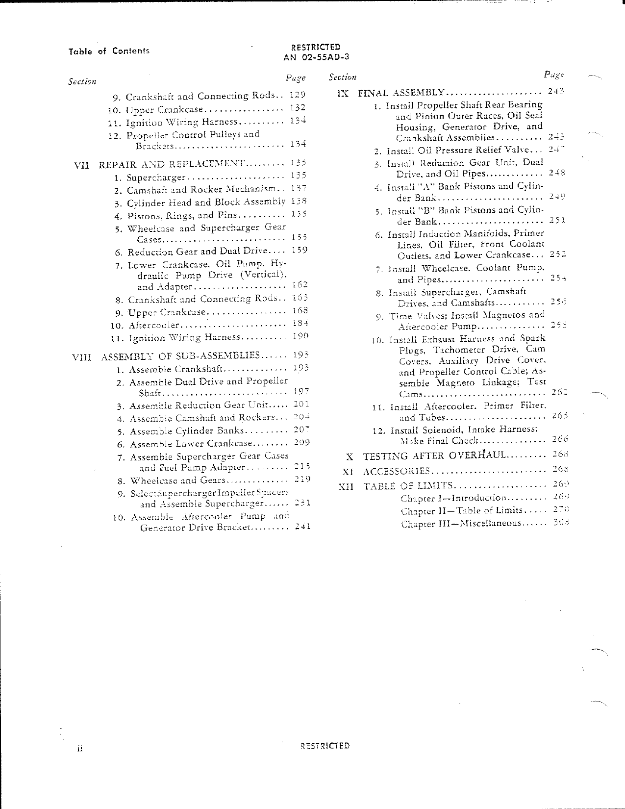 Sample page 4 from AirCorps Library document: Overhaul Instructions for Model V-1650-9 Engine