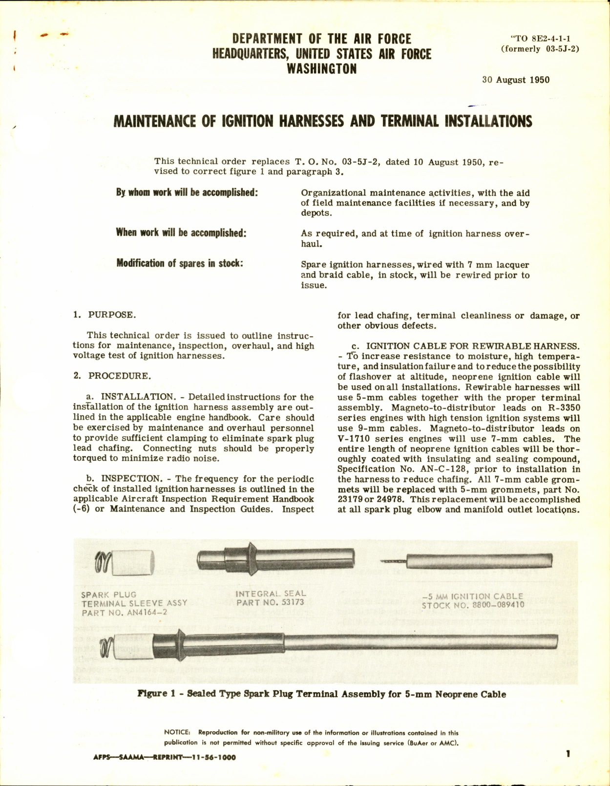 Sample page 1 from AirCorps Library document: Maintenance of Ignition Harnesses & Terminal Installations