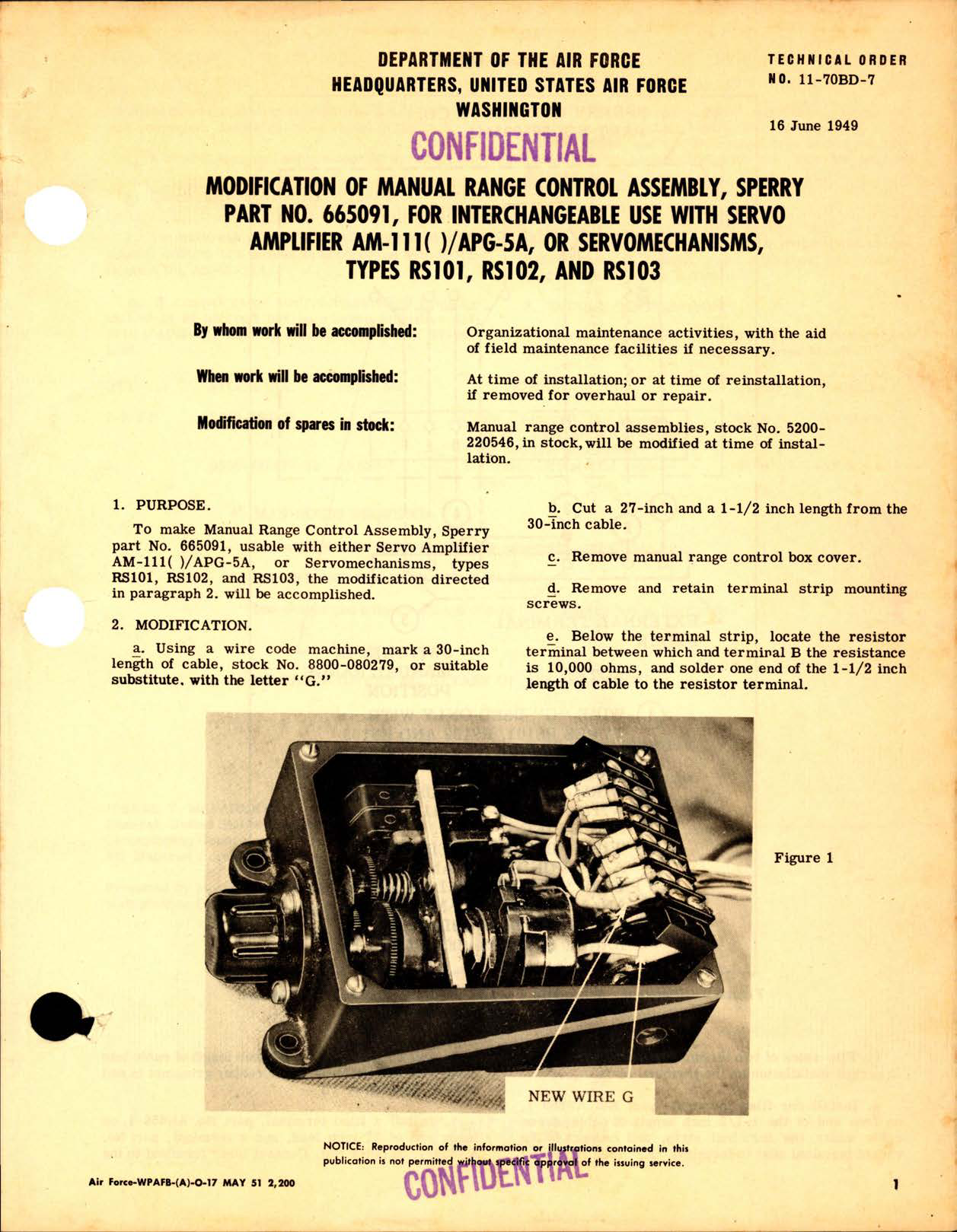 Sample page 1 from AirCorps Library document: Sperry Part No. 665091 with Servo Amplifier 