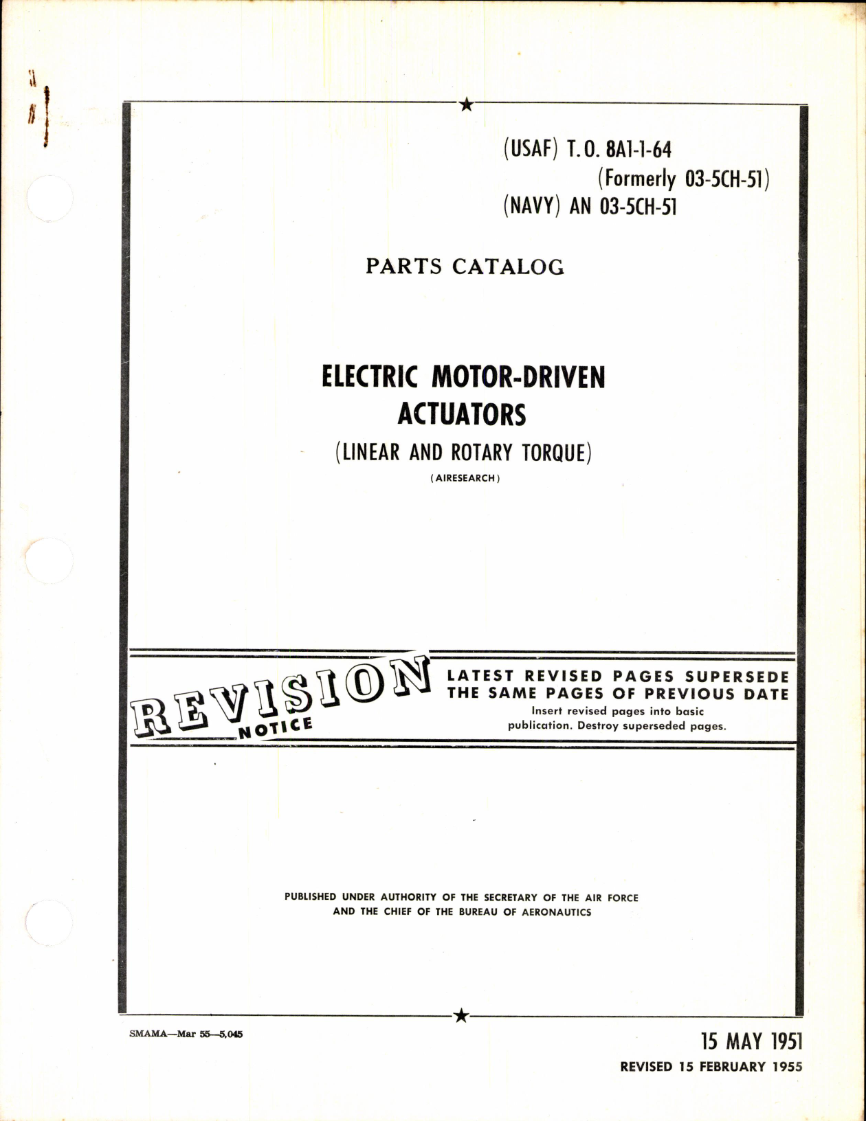 Sample page 1 from AirCorps Library document: Parts Catalog for Electric Motor-Driven Actuators (Linear & Rotary Torque)