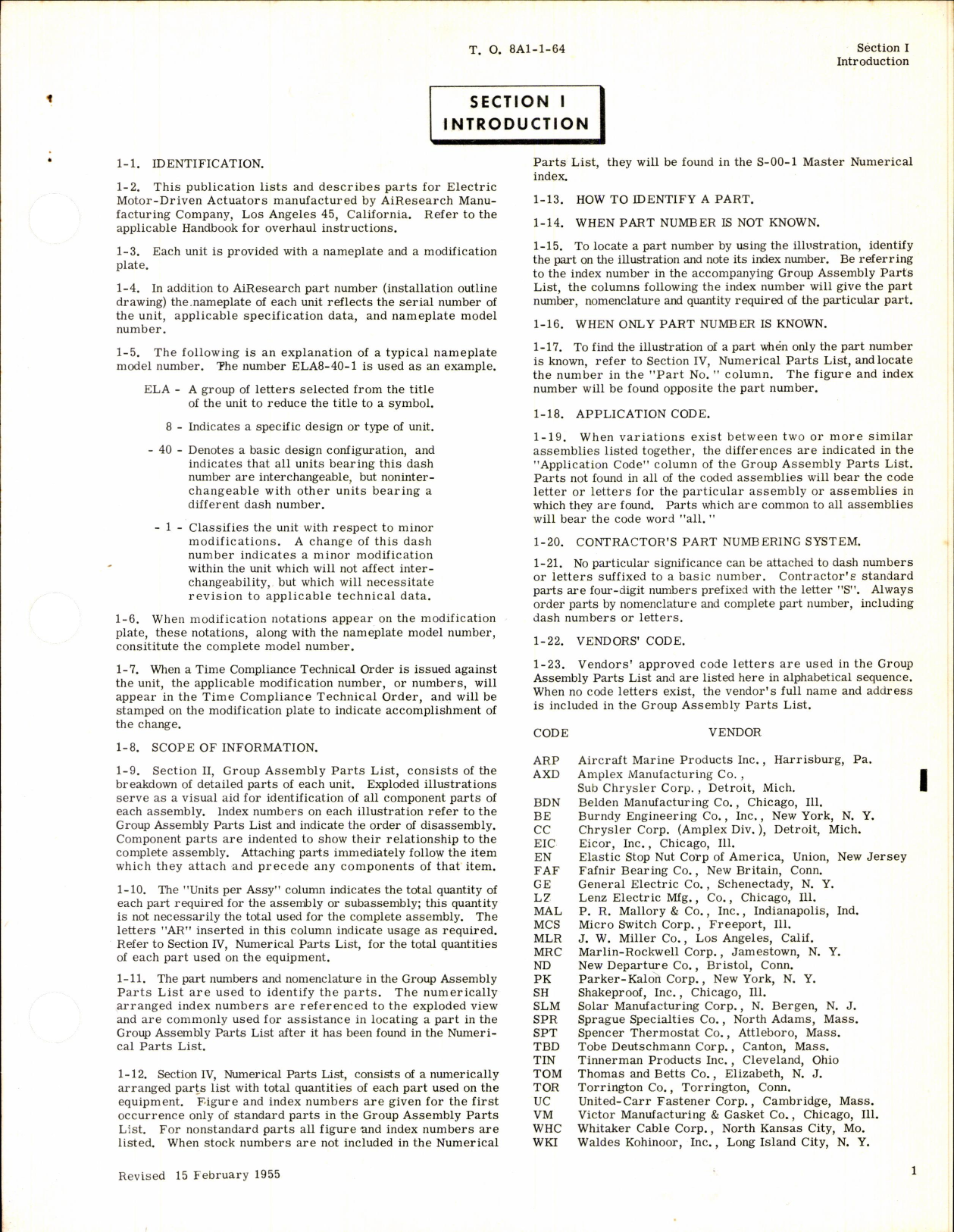 Sample page 3 from AirCorps Library document: Parts Catalog for Electric Motor-Driven Actuators (Linear & Rotary Torque)