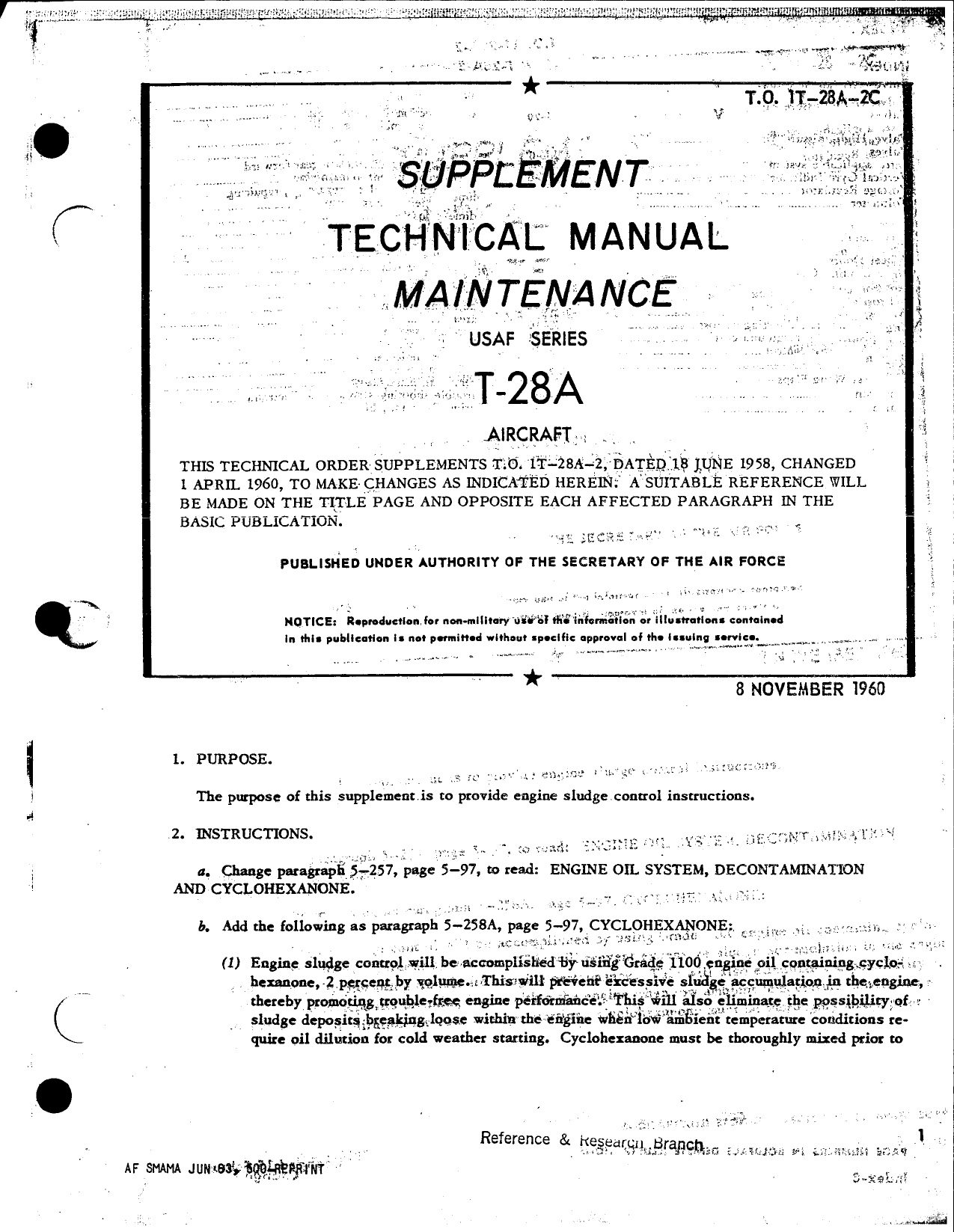 Sample page 1 from AirCorps Library document: Supplement Technical Manual Maintenance T-28A