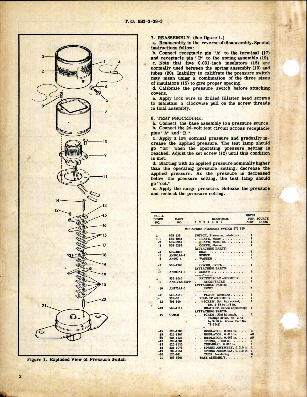 Sample page 2 from AirCorps Library document: Miniature Pressure Switch SN 3360 072837285-545