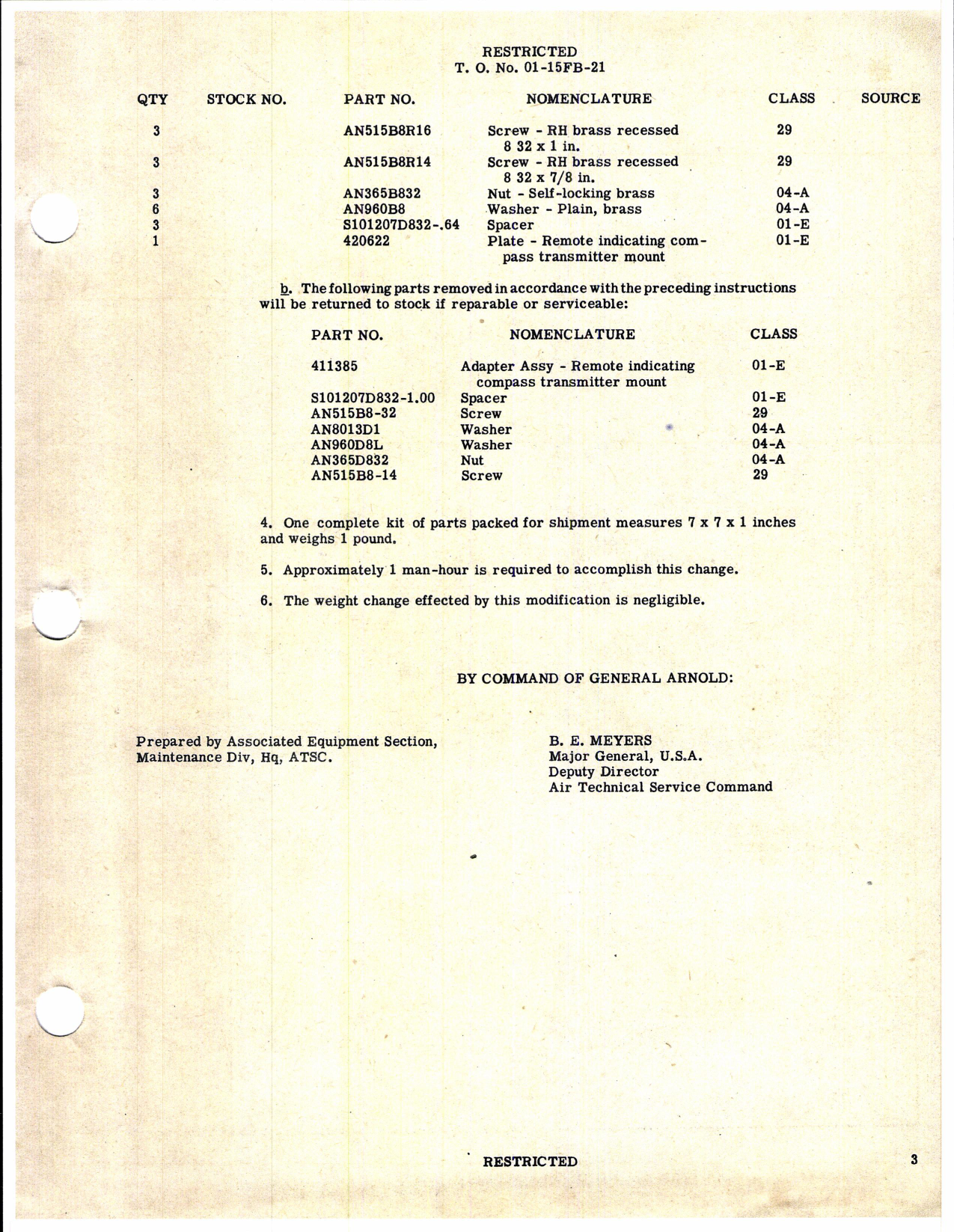 Sample page 3 from AirCorps Library document: Modification of Remote Indicating Compass Transmitter for P-61A and P-61B