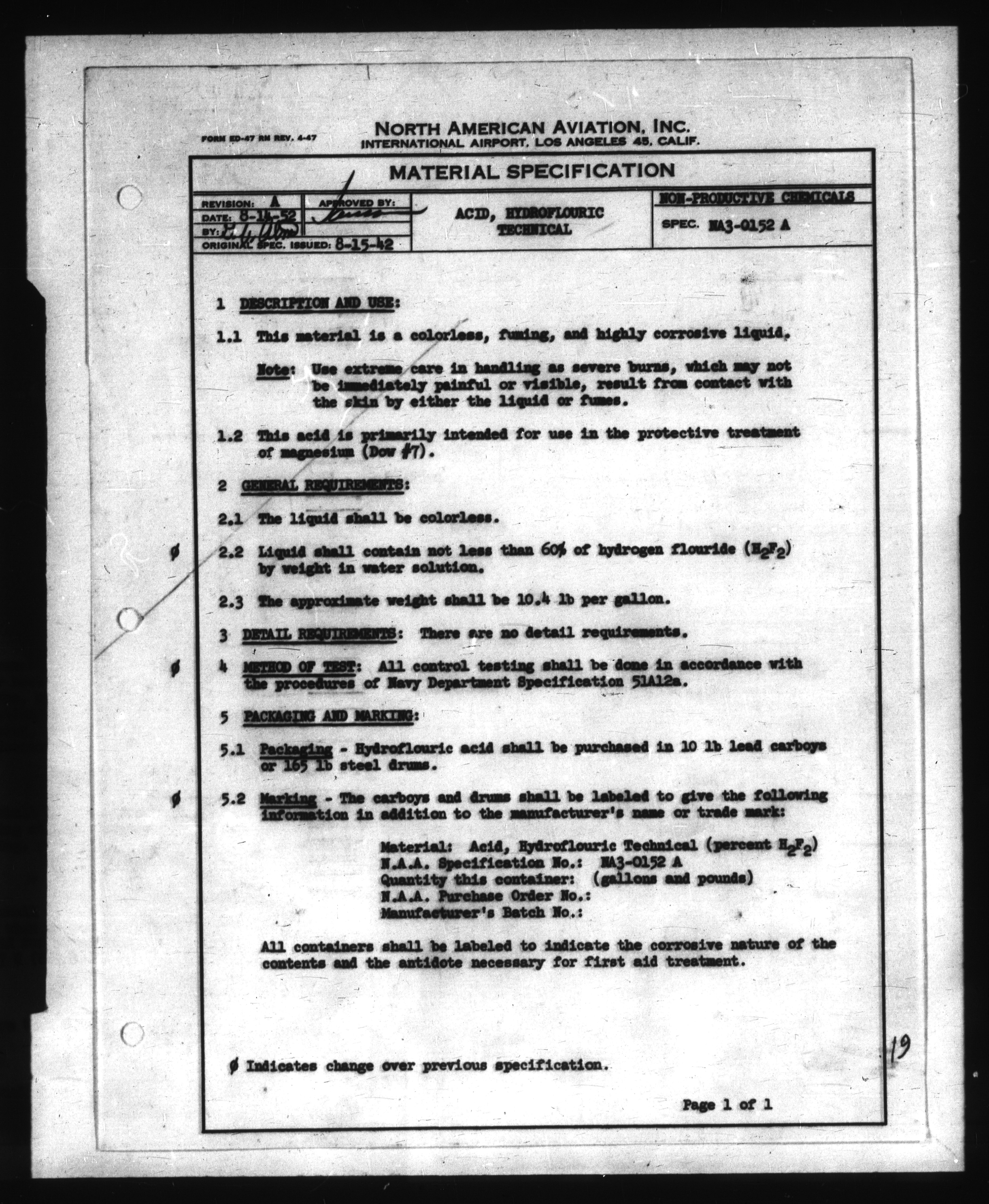 Sample page 1 from AirCorps Library document: Material Specifications - North American Aviation - NA3