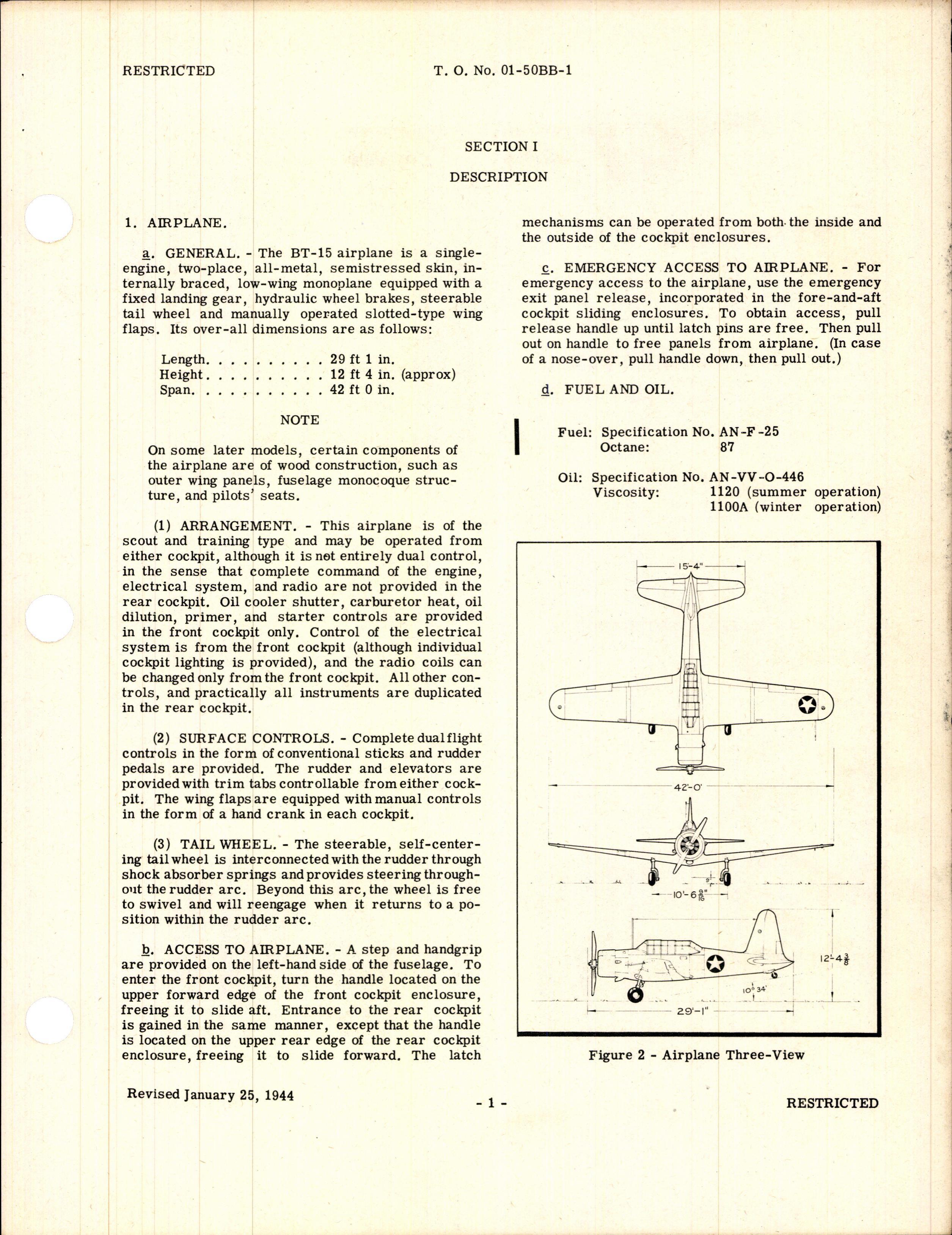 Sample page 5 from AirCorps Library document: Pilot's Flight Operating Instructions for Army Model BT-15 Airplanes