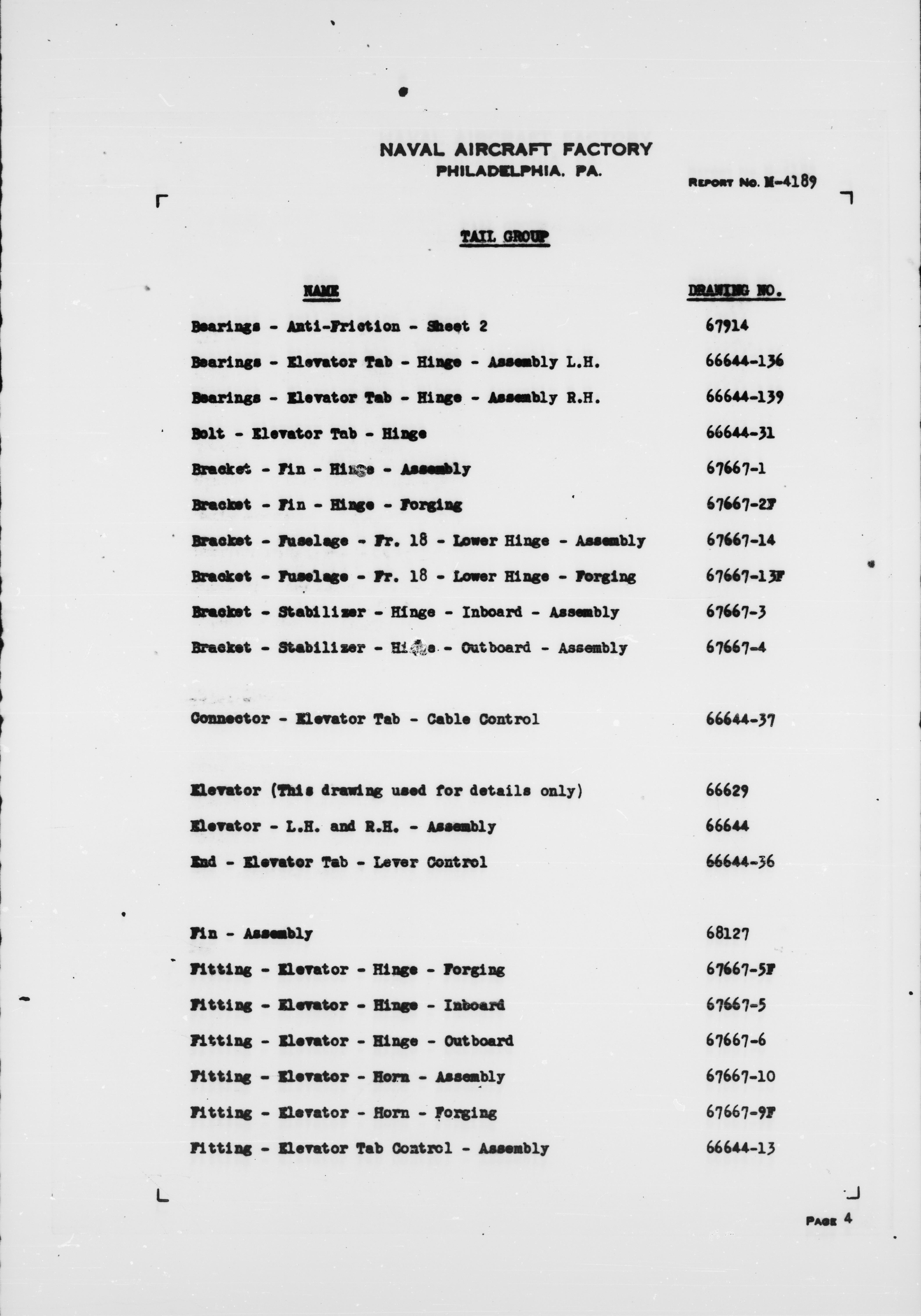 Sample page 5 from AirCorps Library document: Alphabetical Index of Drawings for Model N3N-3 Airplane