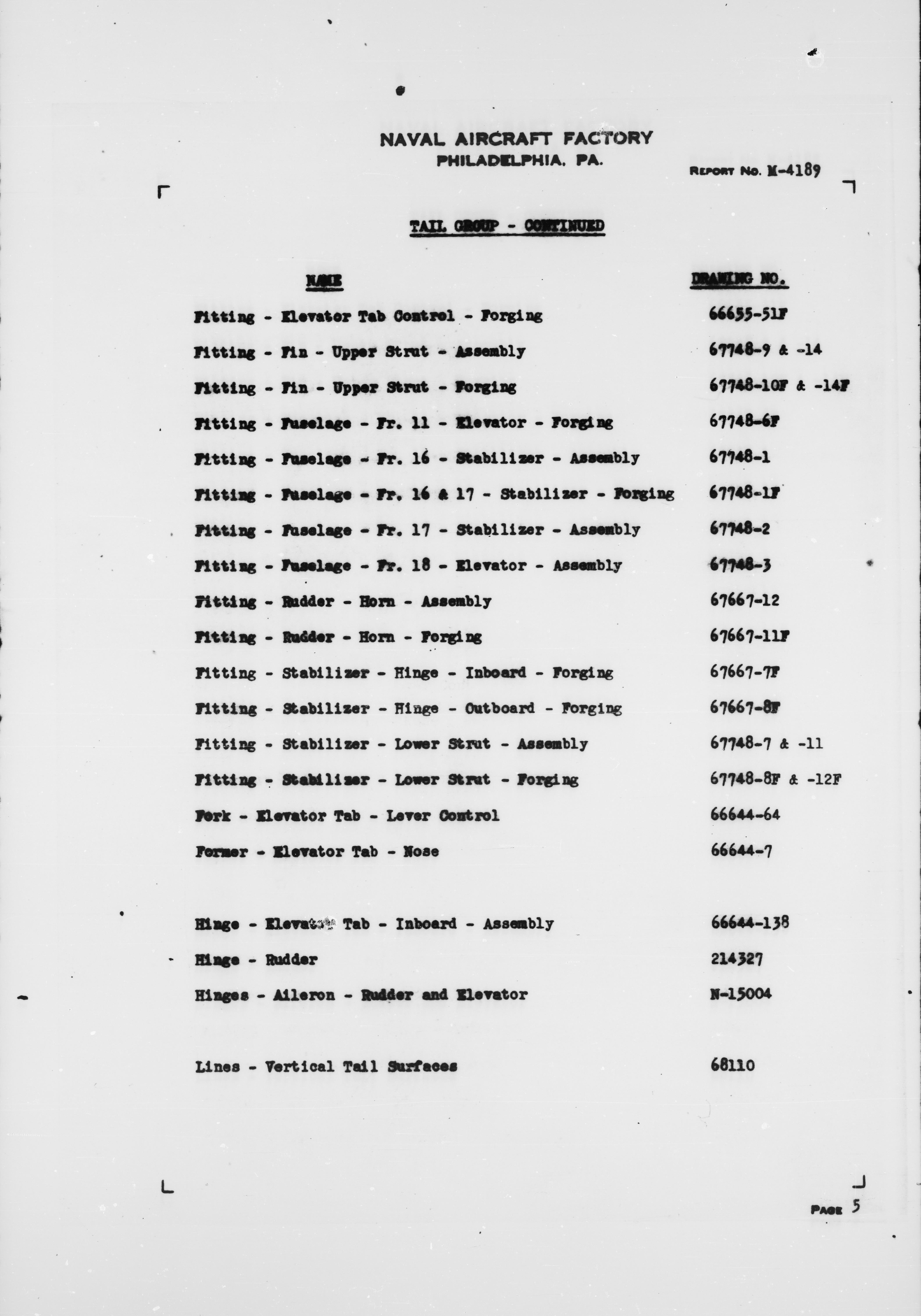 Sample page 6 from AirCorps Library document: Alphabetical Index of Drawings for Model N3N-3 Airplane
