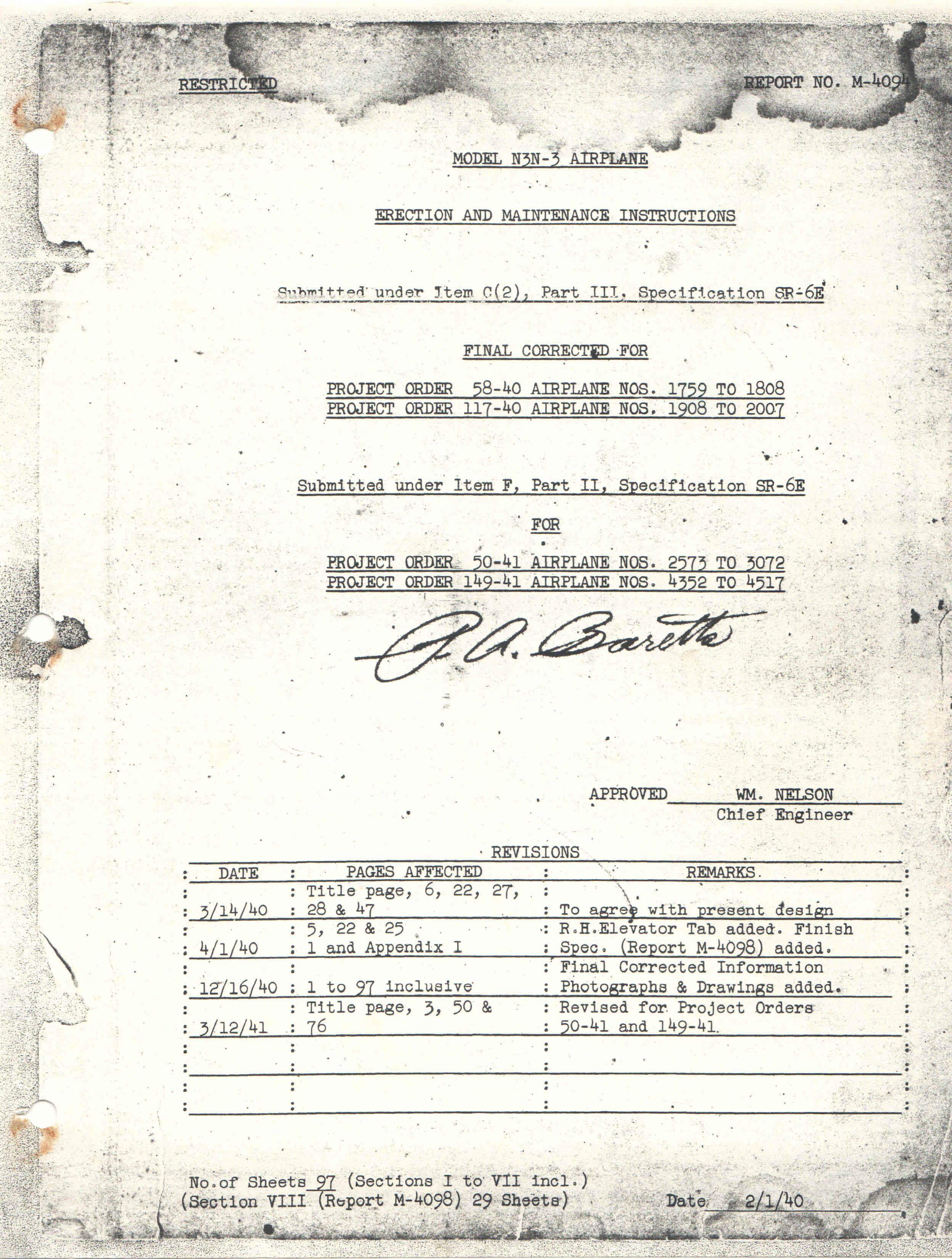 Sample page 1 from AirCorps Library document: Erection and Maintenance for Model N3N-3