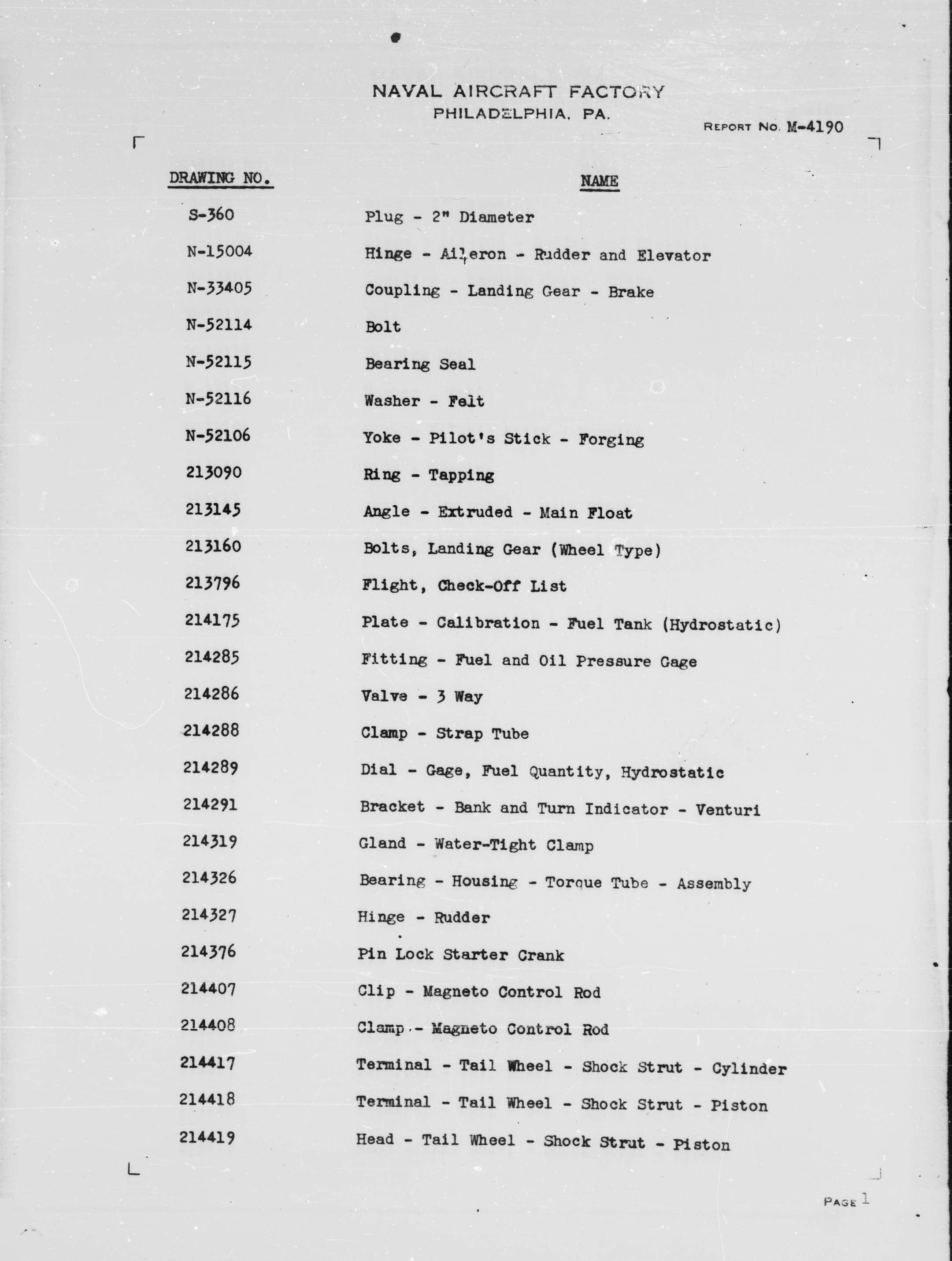 Sample page 2 from AirCorps Library document: Numerical Index of Drawings for Model N3N-3 Airplane