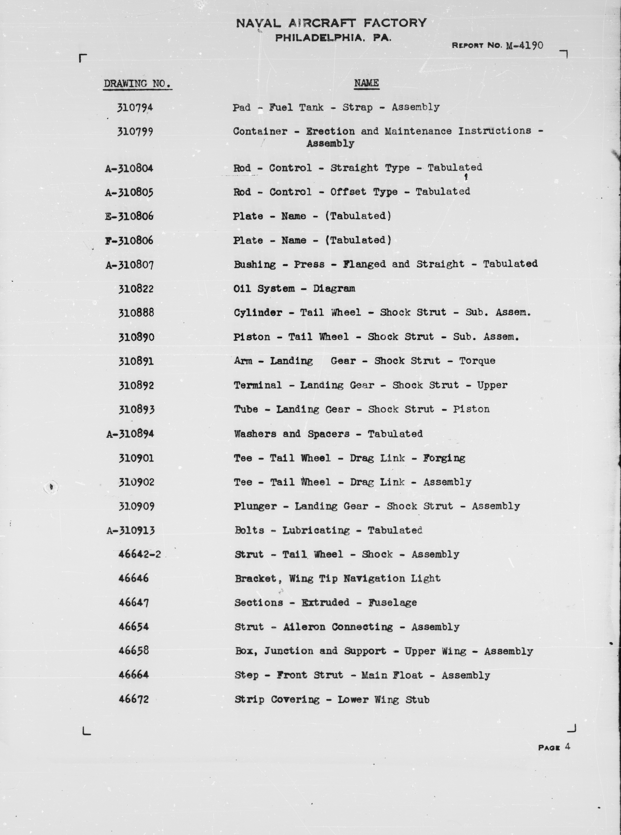 Sample page 5 from AirCorps Library document: Numerical Index of Drawings for Model N3N-3 Airplane