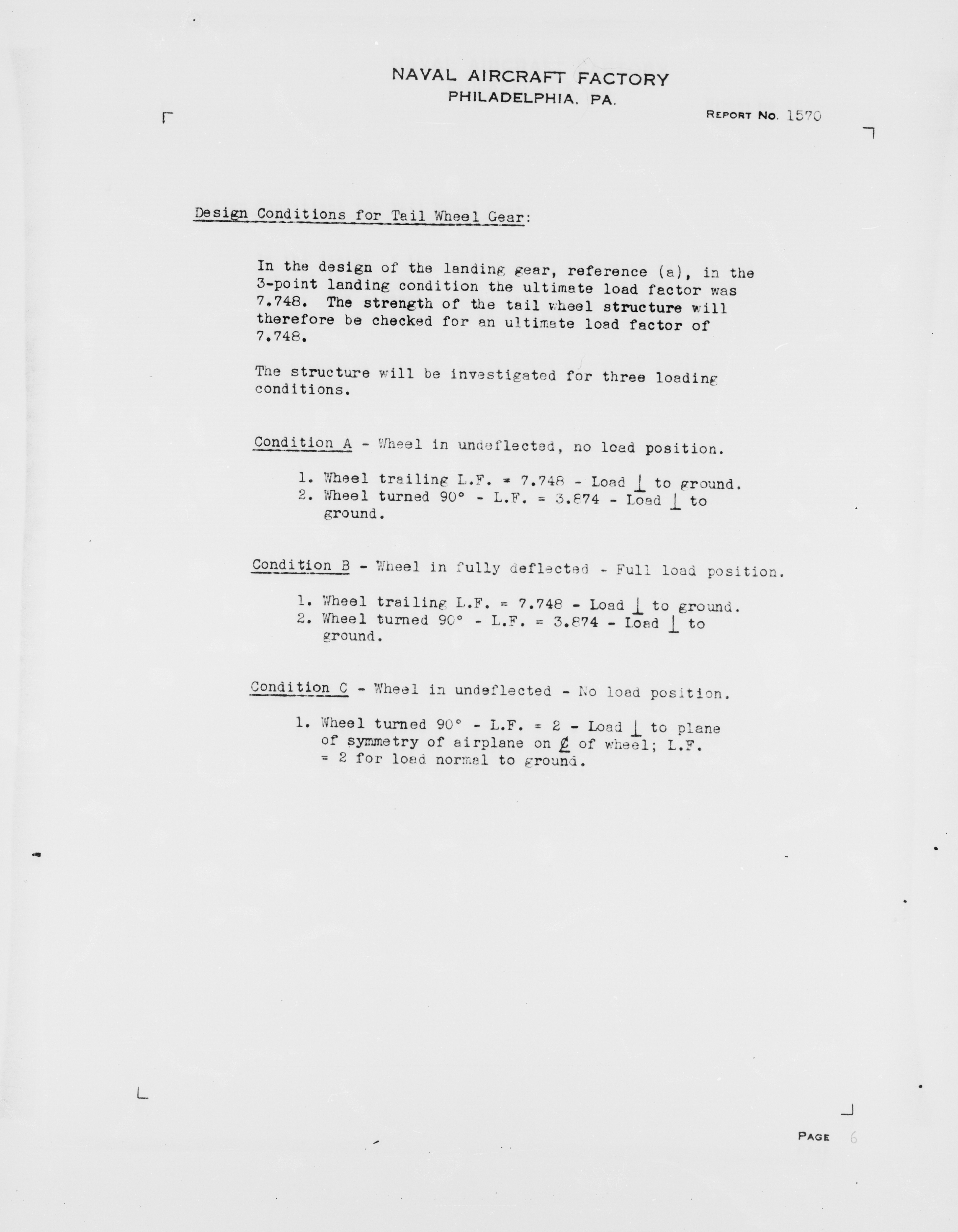 Sample page 10 from AirCorps Library document: Structural Analysis of the Tail Wheel Gear for Model N3N-3 Airplanes