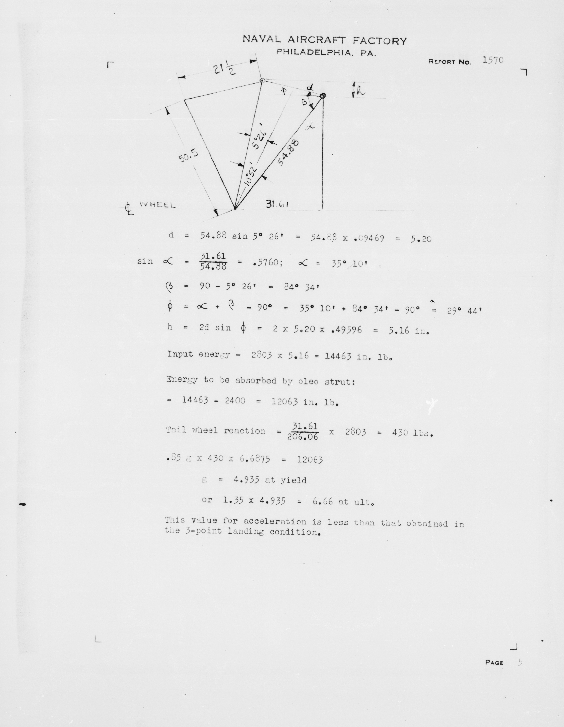 Sample page 9 from AirCorps Library document: Structural Analysis of the Tail Wheel Gear for Model N3N-3 Airplanes