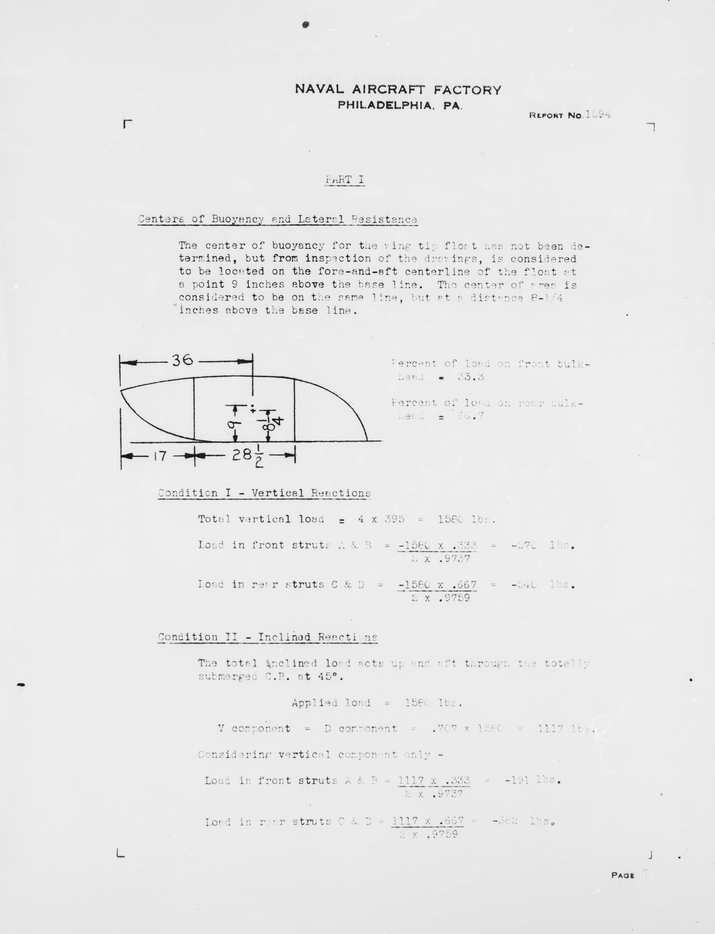 Sample page 11 from AirCorps Library document: Float (Wing Tip) Bracing and Structural Analysis for Model N3N-3 Airplane
