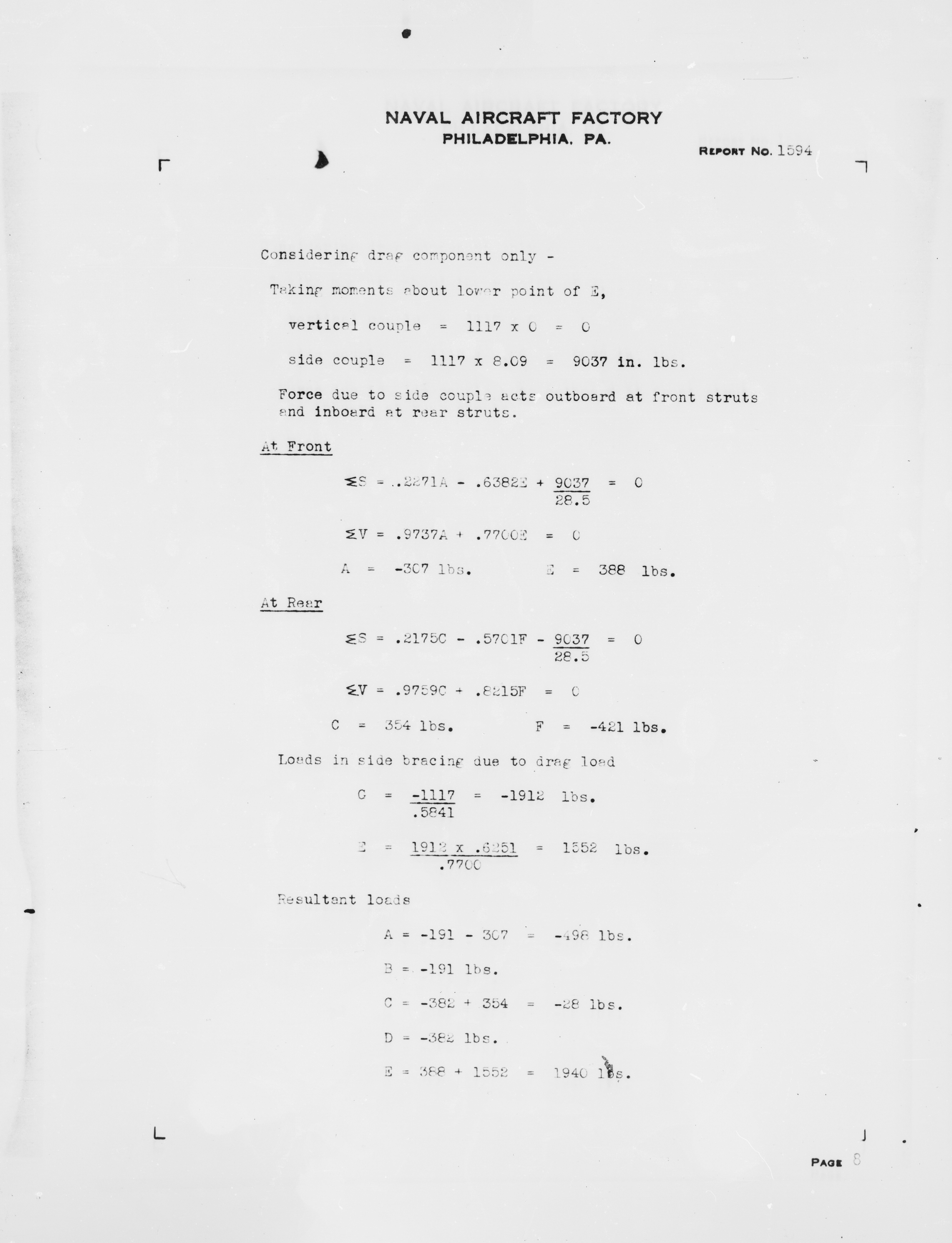 Sample page 12 from AirCorps Library document: Float (Wing Tip) Bracing and Structural Analysis for Model N3N-3 Airplane