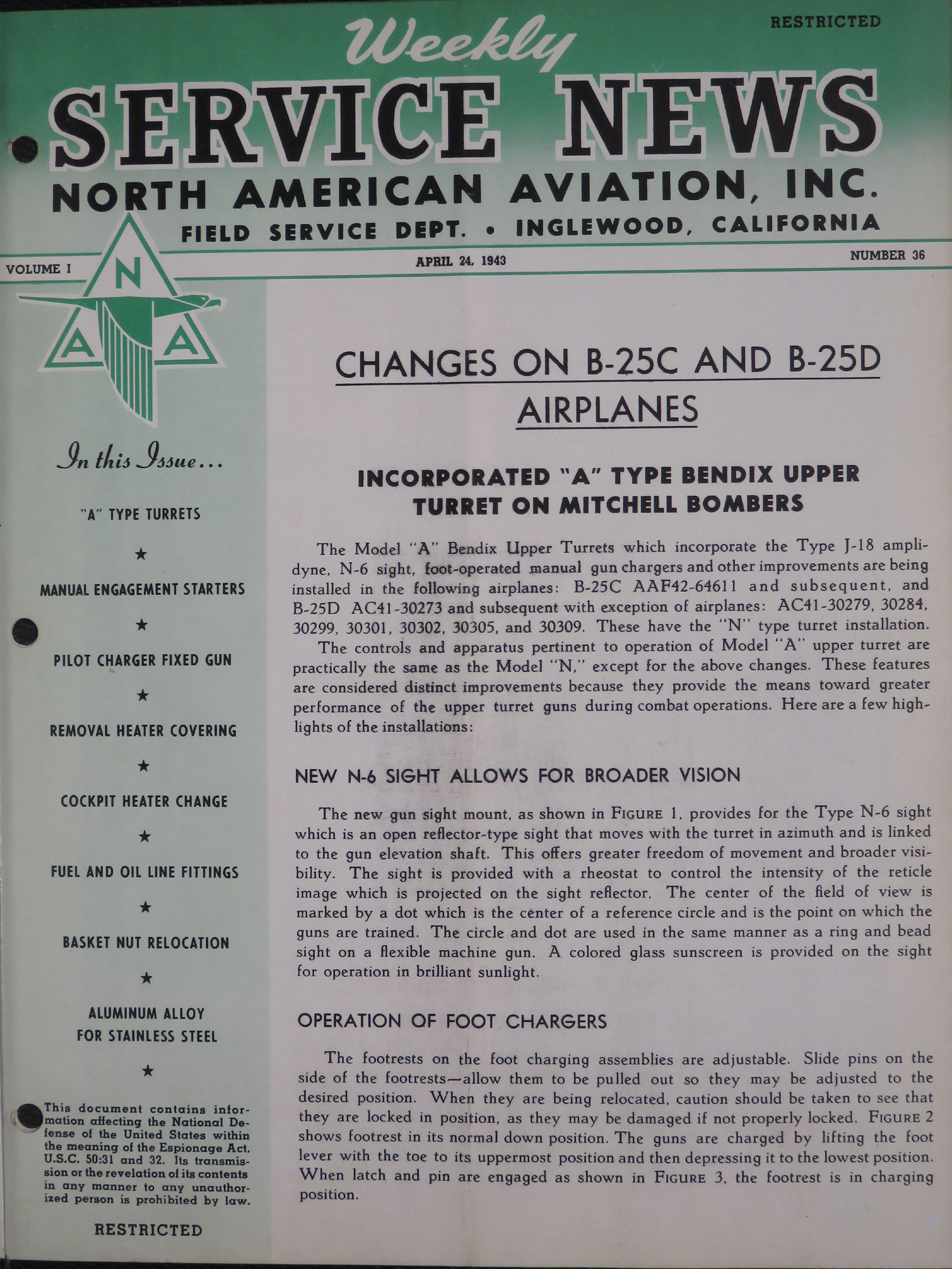Sample page 1 from AirCorps Library document: Volume 1, No. 36 - Weekly Service News