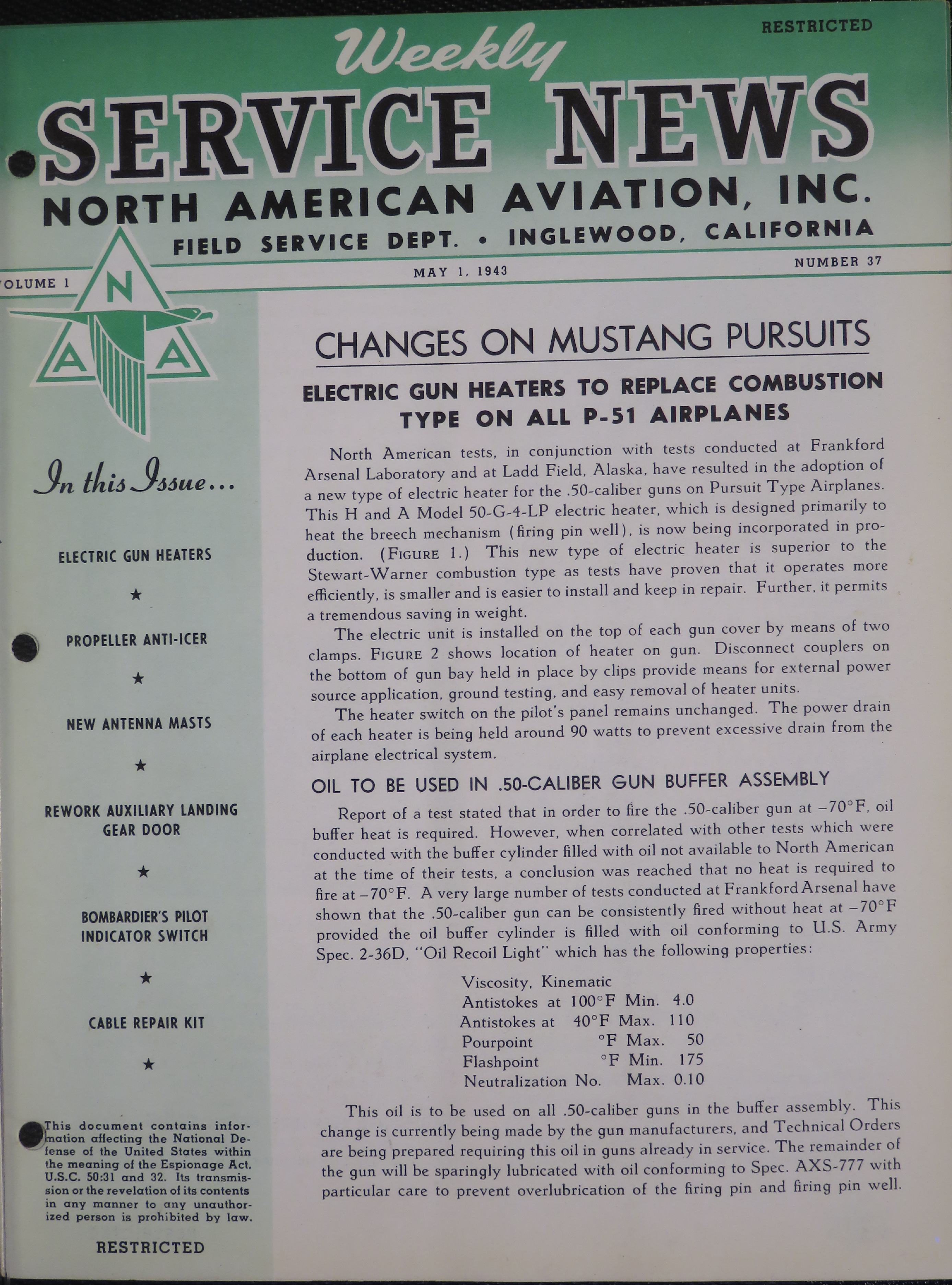 Sample page 1 from AirCorps Library document: Volume 1, No. 37 - Weekly Service News