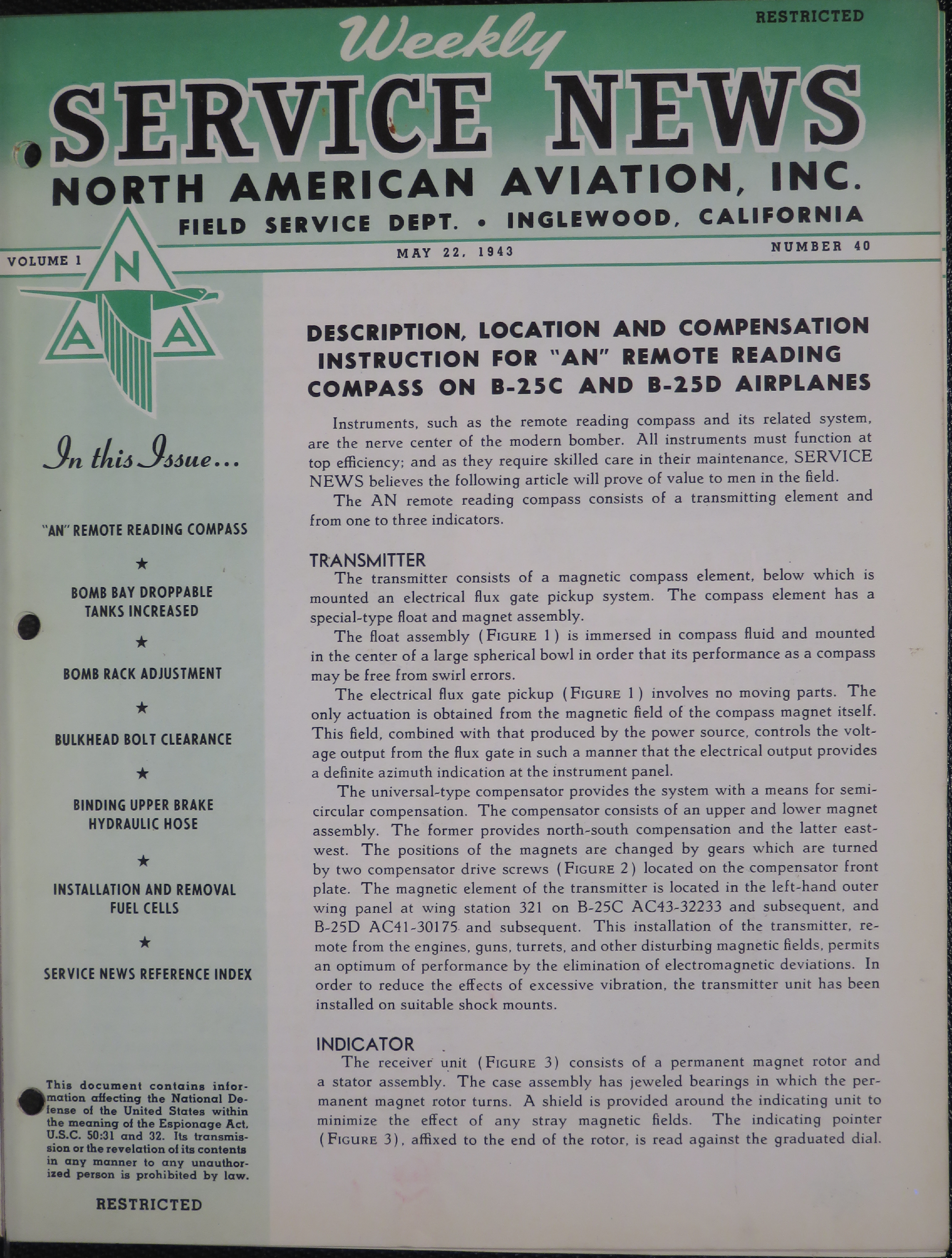Sample page 1 from AirCorps Library document: Volume 1, No. 40 - Weekly Service News