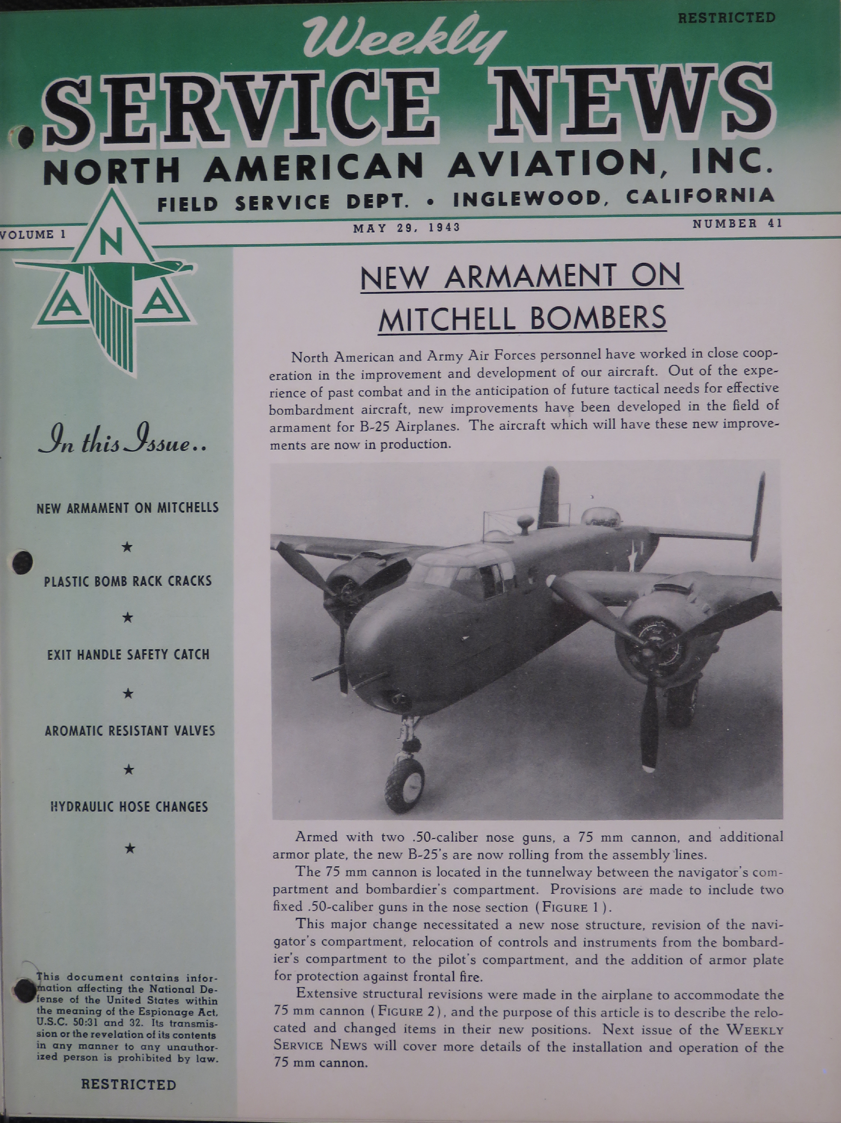 Sample page 1 from AirCorps Library document: Volume 1, No. 41 - Weekly Service News