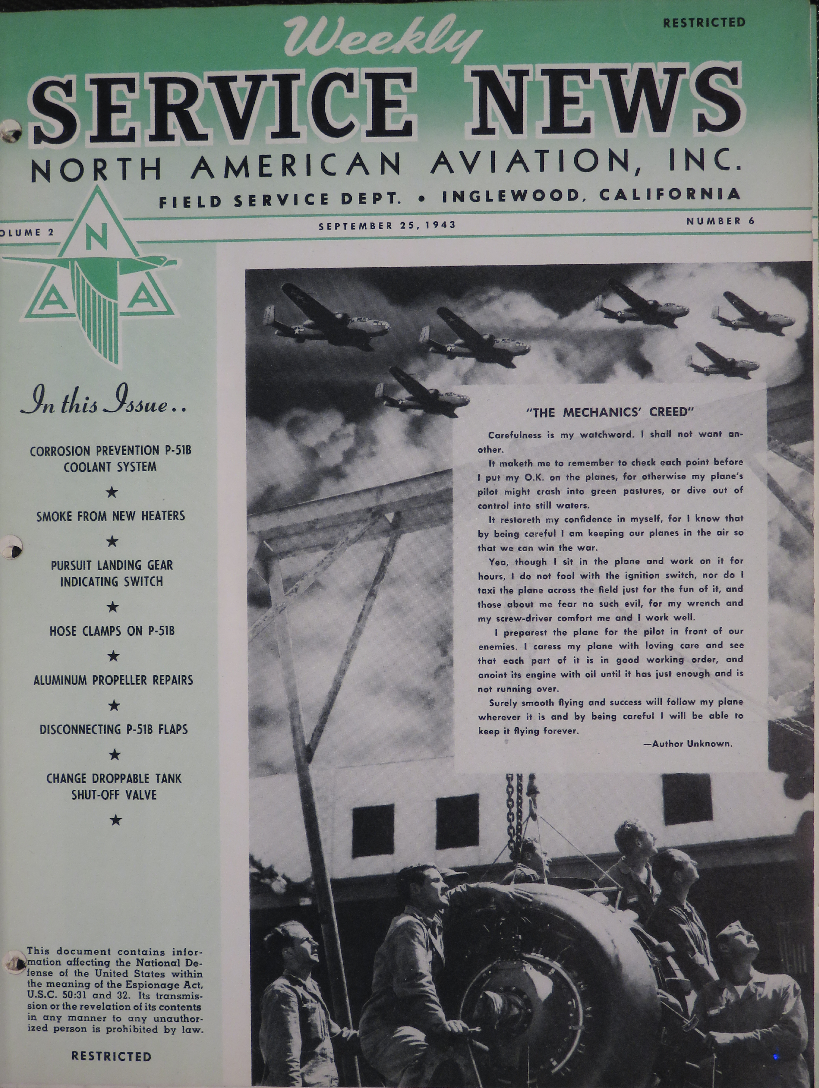 Sample page 1 from AirCorps Library document: Volume 2, No. 6 - Weekly Service News
