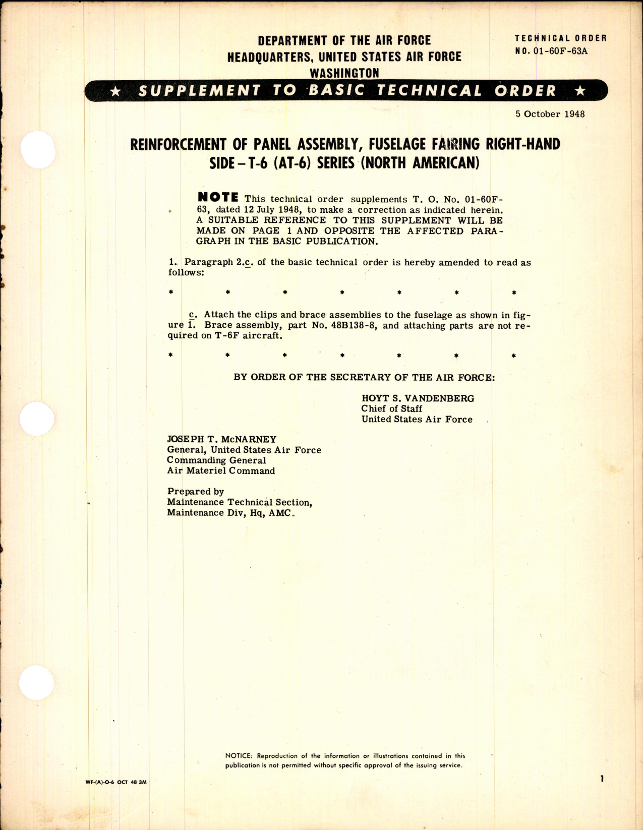 Sample page 1 from AirCorps Library document: Reinforcement of Panel Assembly, Fuselage Fairing Right Hand Side for T-6 (AT-6) Series