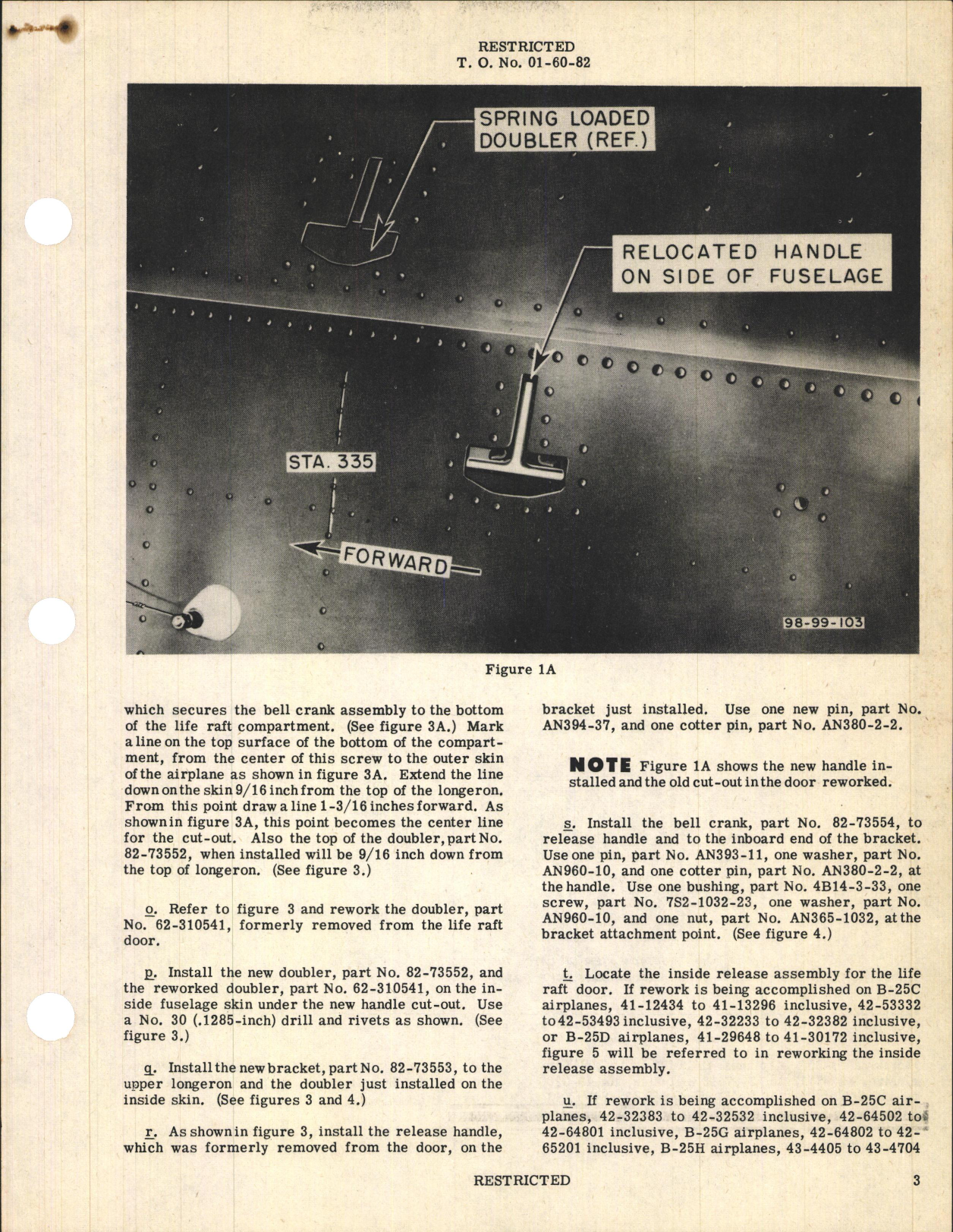 Sample page 3 from AirCorps Library document: Rework of Life Raft Release Mechanism for B-25