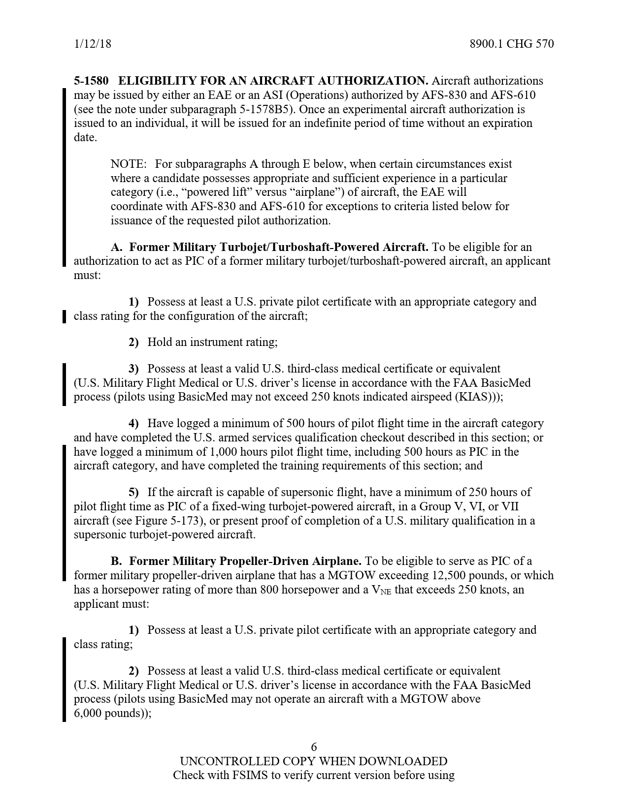 Sample page 6 from AirCorps Library document: T-28B/C/D Fennec Pilot Qualifications in the USA