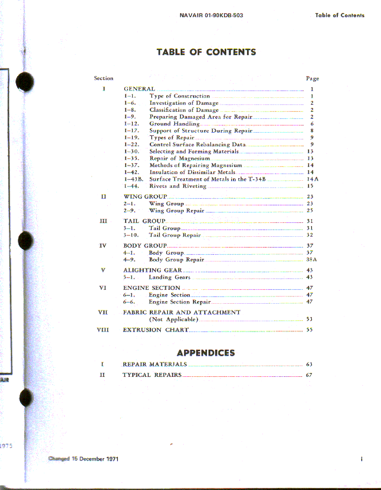 Sample page 3 from AirCorps Library document: Structural Repair Instructions for Navy Model T-34B Aircraft