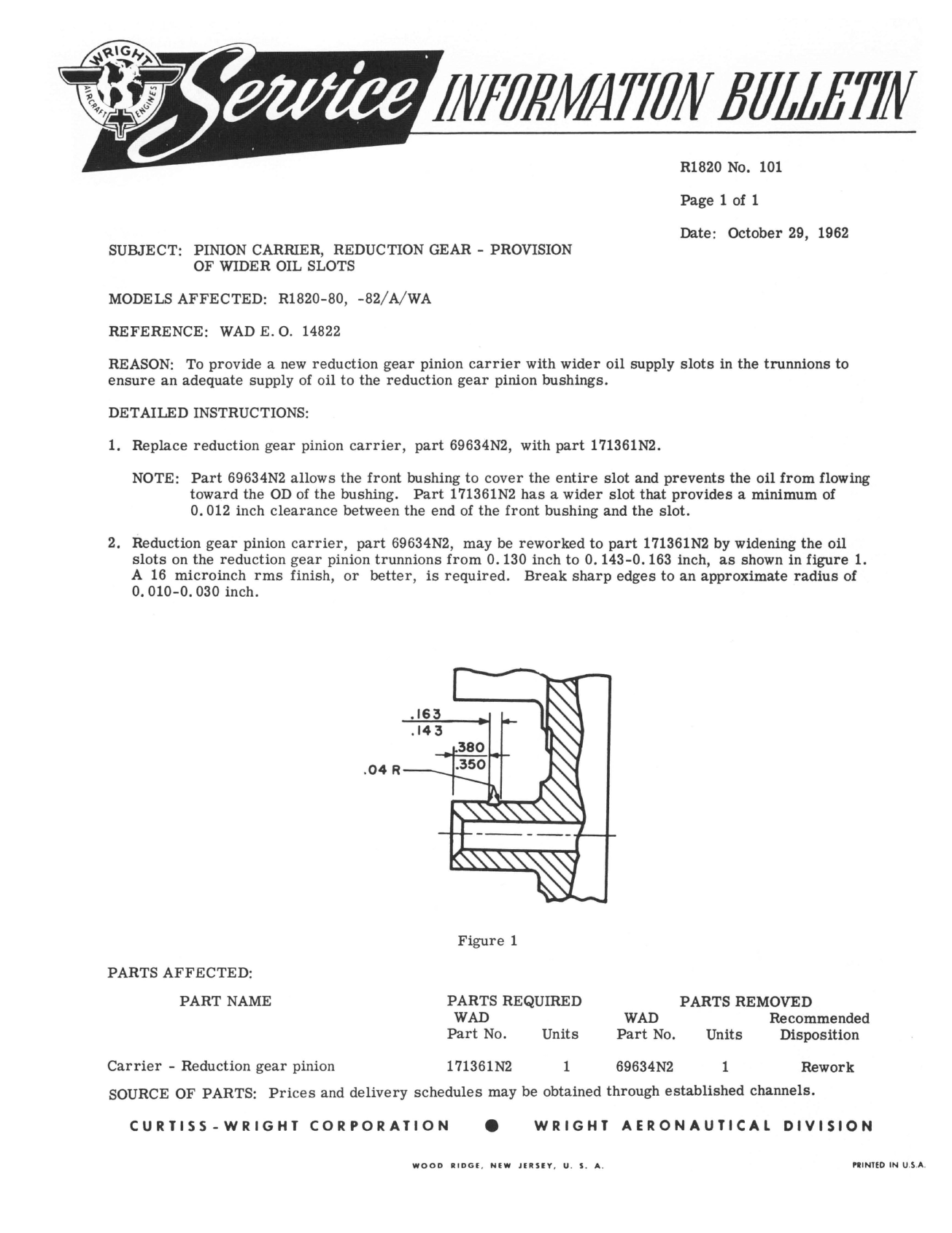 Sample page 1 from AirCorps Library document: Provision of Wider Oil Slots for Pinion Carrier, Reduction Gear
