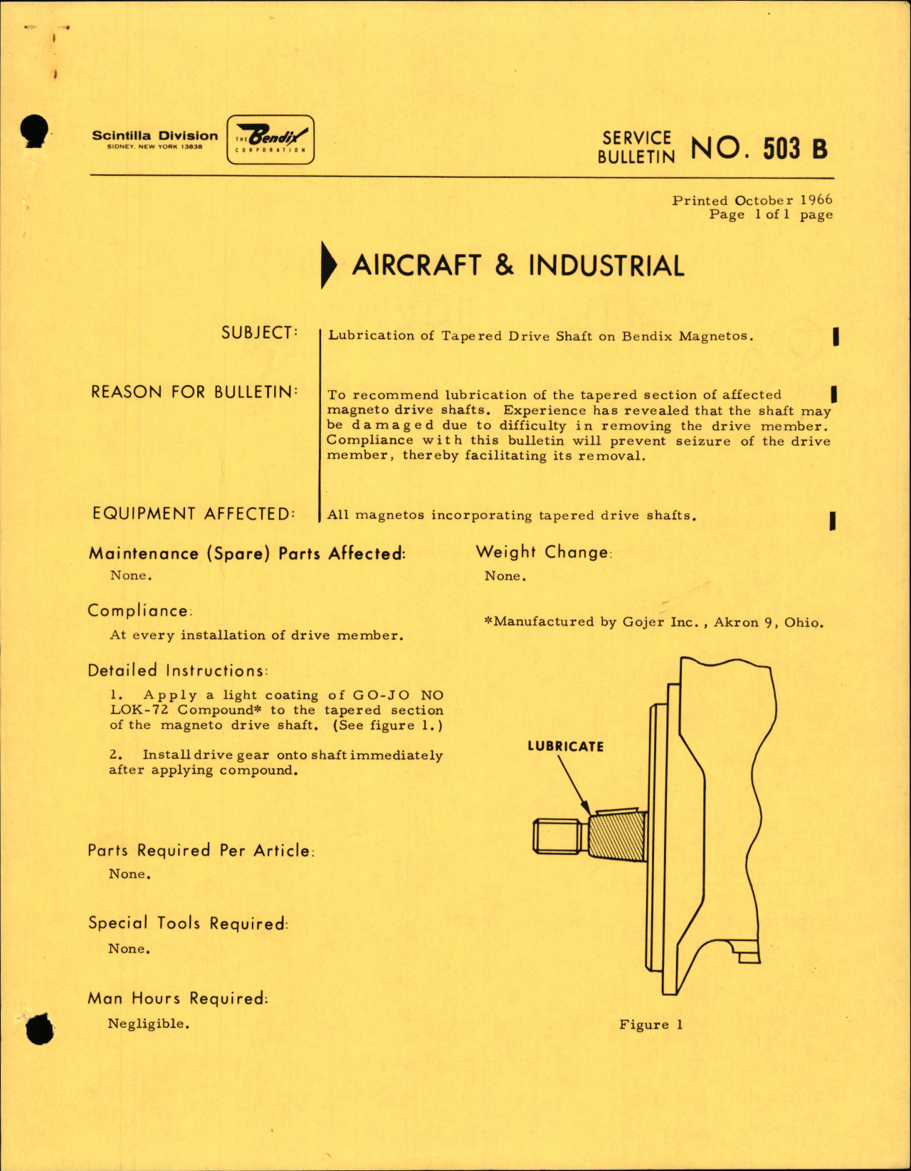 Sample page 1 from AirCorps Library document: Lubrication of Tapered Drive Shaft on Bendix Magnetos