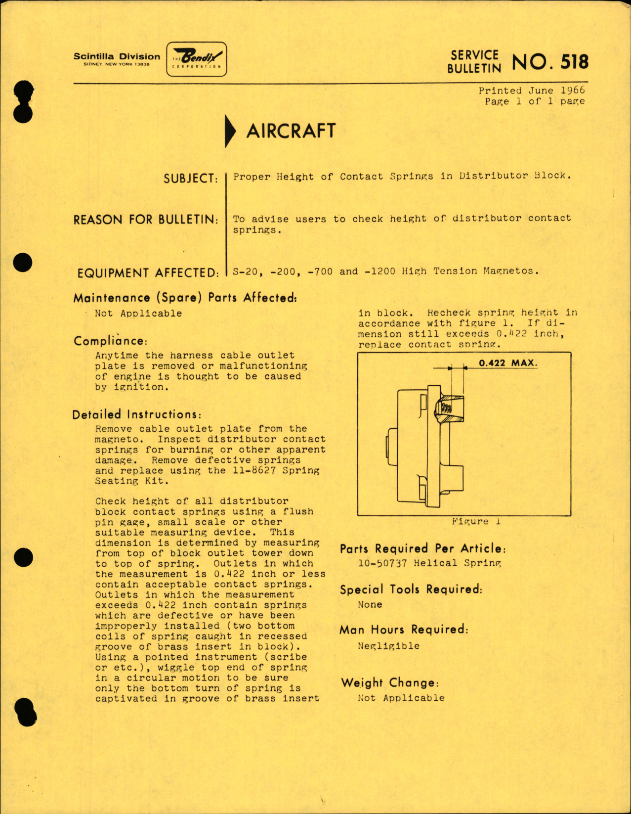 Sample page 1 from AirCorps Library document: Proper Height of Contact Springs in Distributor Block
