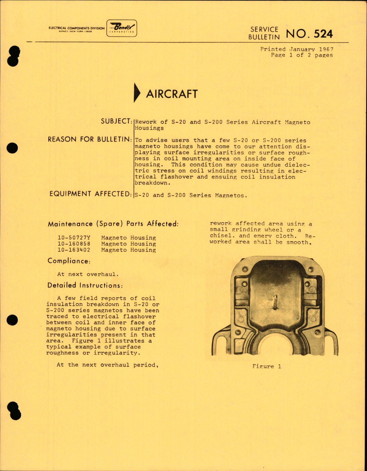 Sample page 1 from AirCorps Library document: Rework of S-20 and S-200 Series Aircraft Magneto Housings