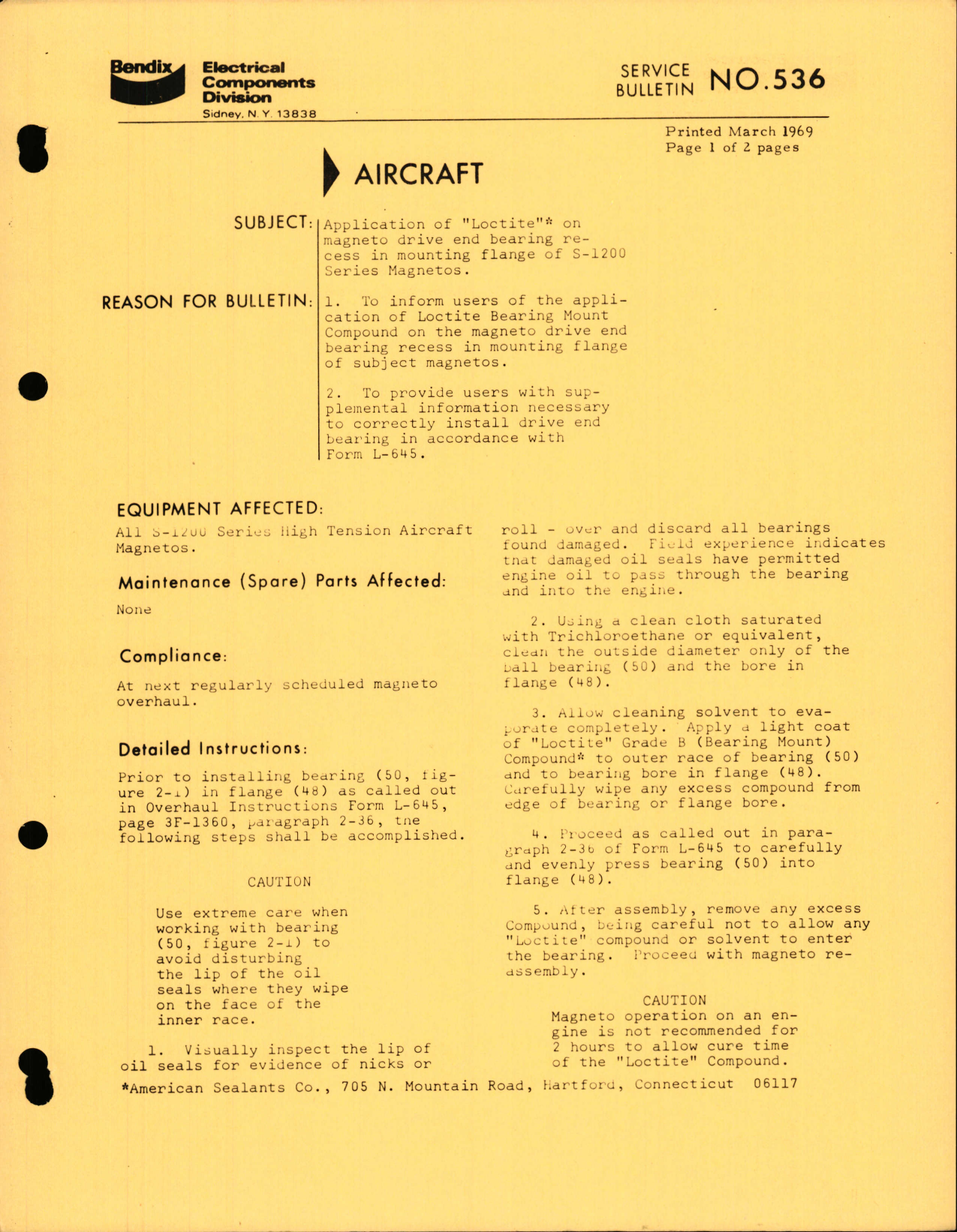 Sample page 1 from AirCorps Library document: Application of 