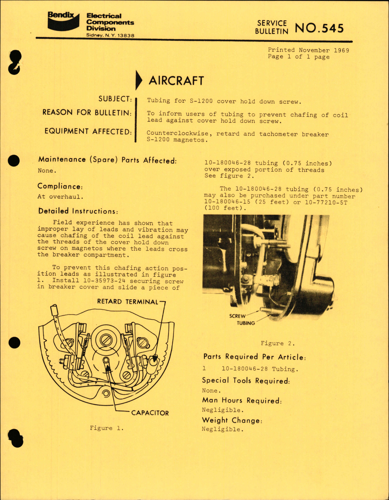 Sample page 1 from AirCorps Library document: Tubing for S-1200 Cover Hold Down Screw
