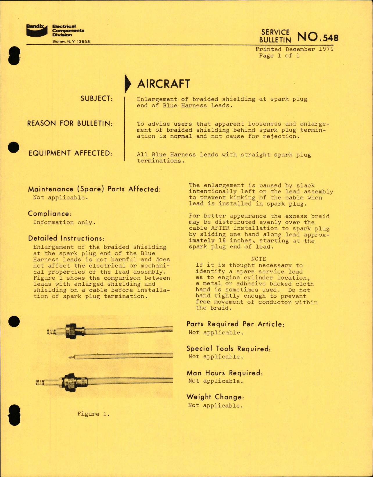 Sample page 1 from AirCorps Library document: Enlargement of Braided Shielding at Spark Plug End of Blue Harness Leads