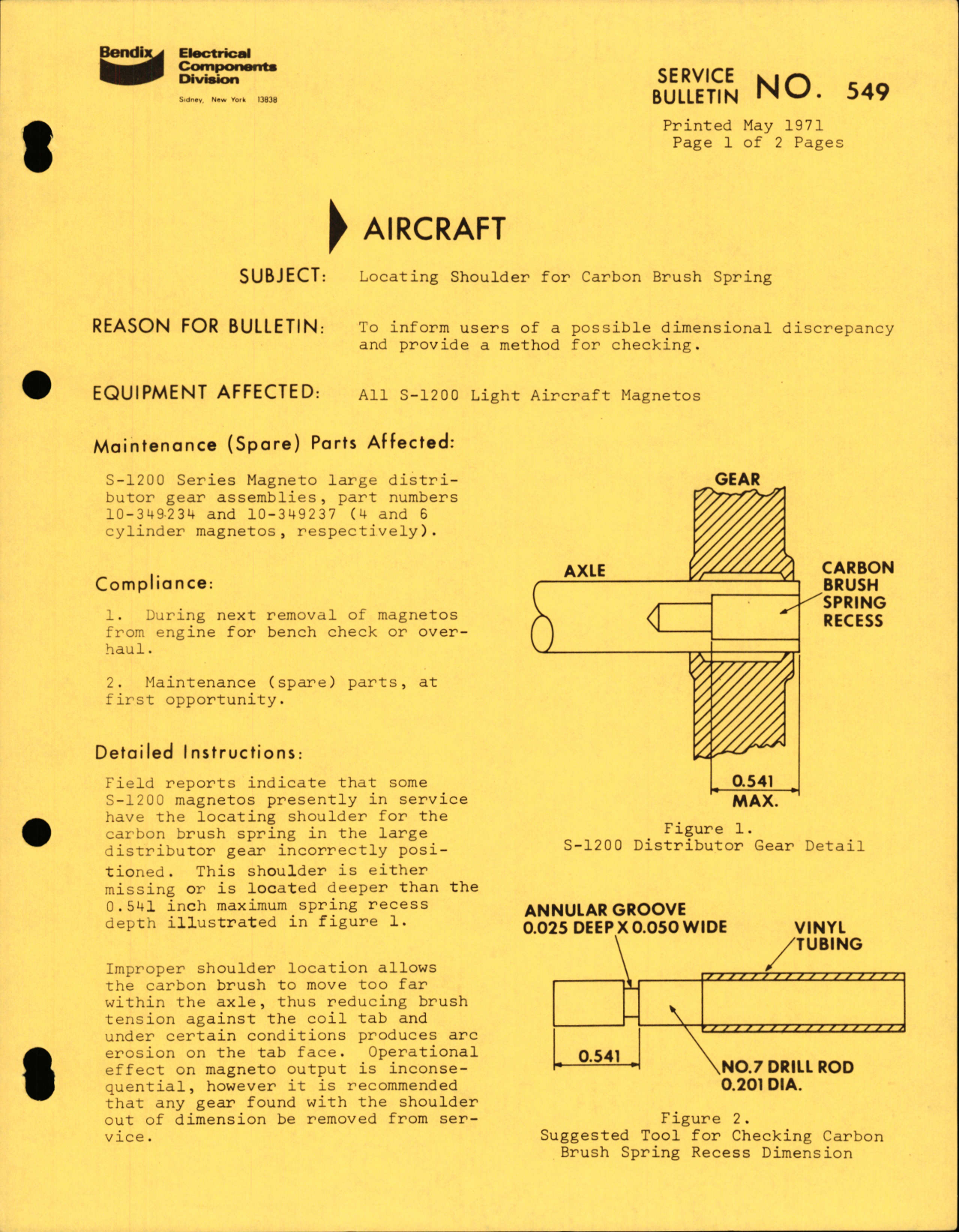 Sample page 1 from AirCorps Library document: Locating Shoulder for Carbon Brush Spring