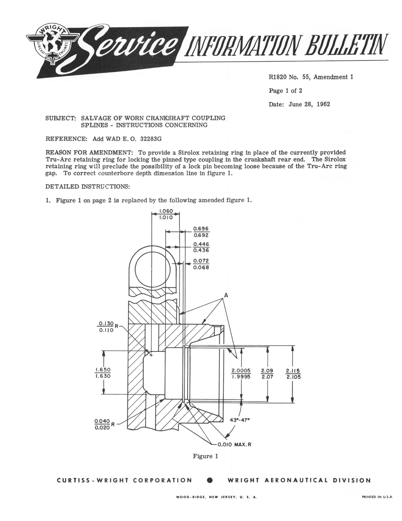 Sample page 1 from AirCorps Library document: Instructions for Salvage of Worn Crankshaft Coupling Splines